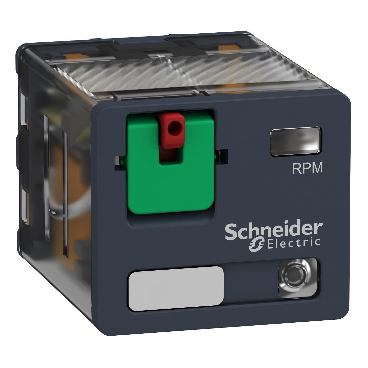 Picture of RPM32B7 - plug-in relay, Harmony electromechanical relays, 15A, 3CO, with LED, lockable test button, 24V AC