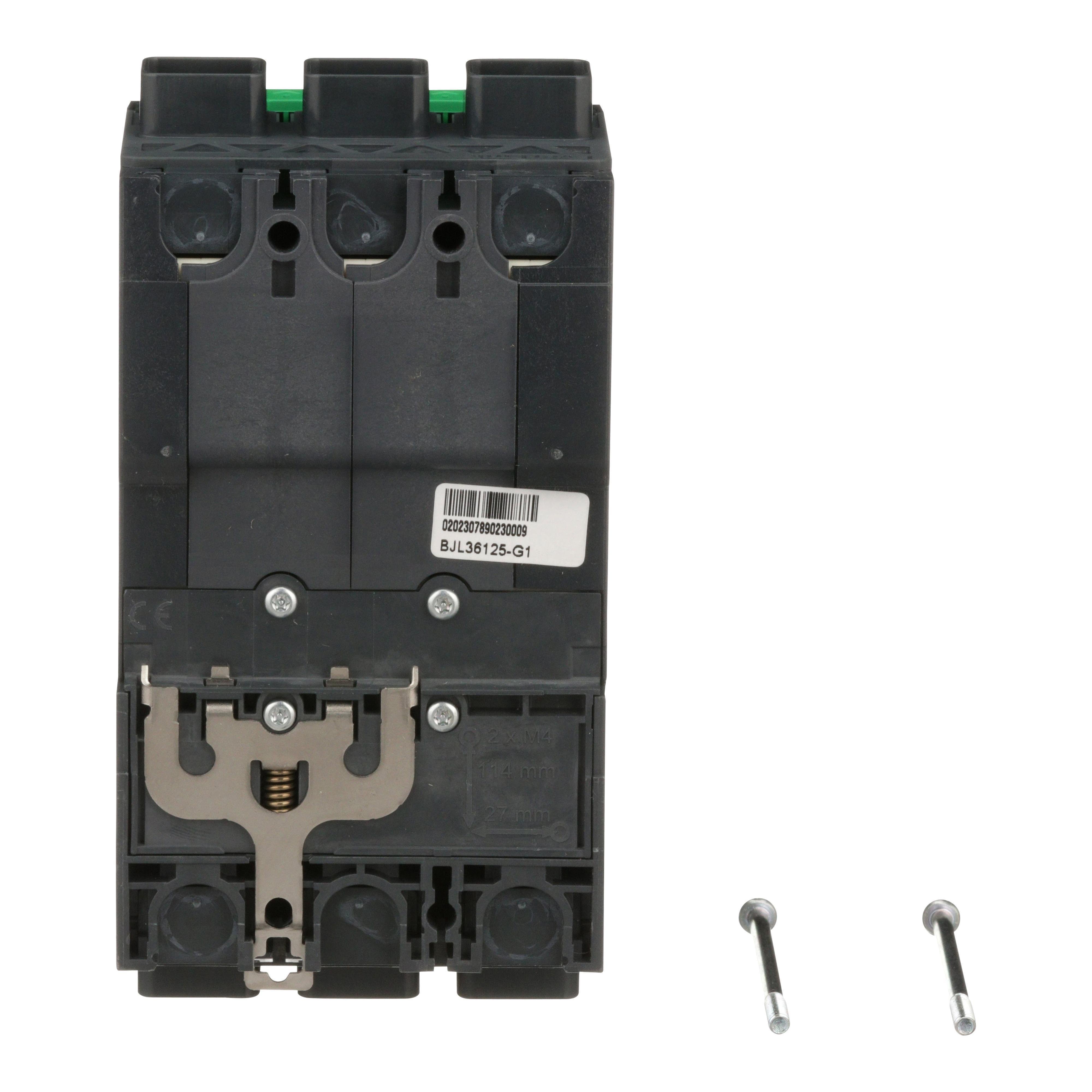 Picture of BJL36125 - Circuit breaker, PowerPacT B, 125A, 3 pole, 600Y/347VAC, 25kA, lugs, thermal magnetic, 80%