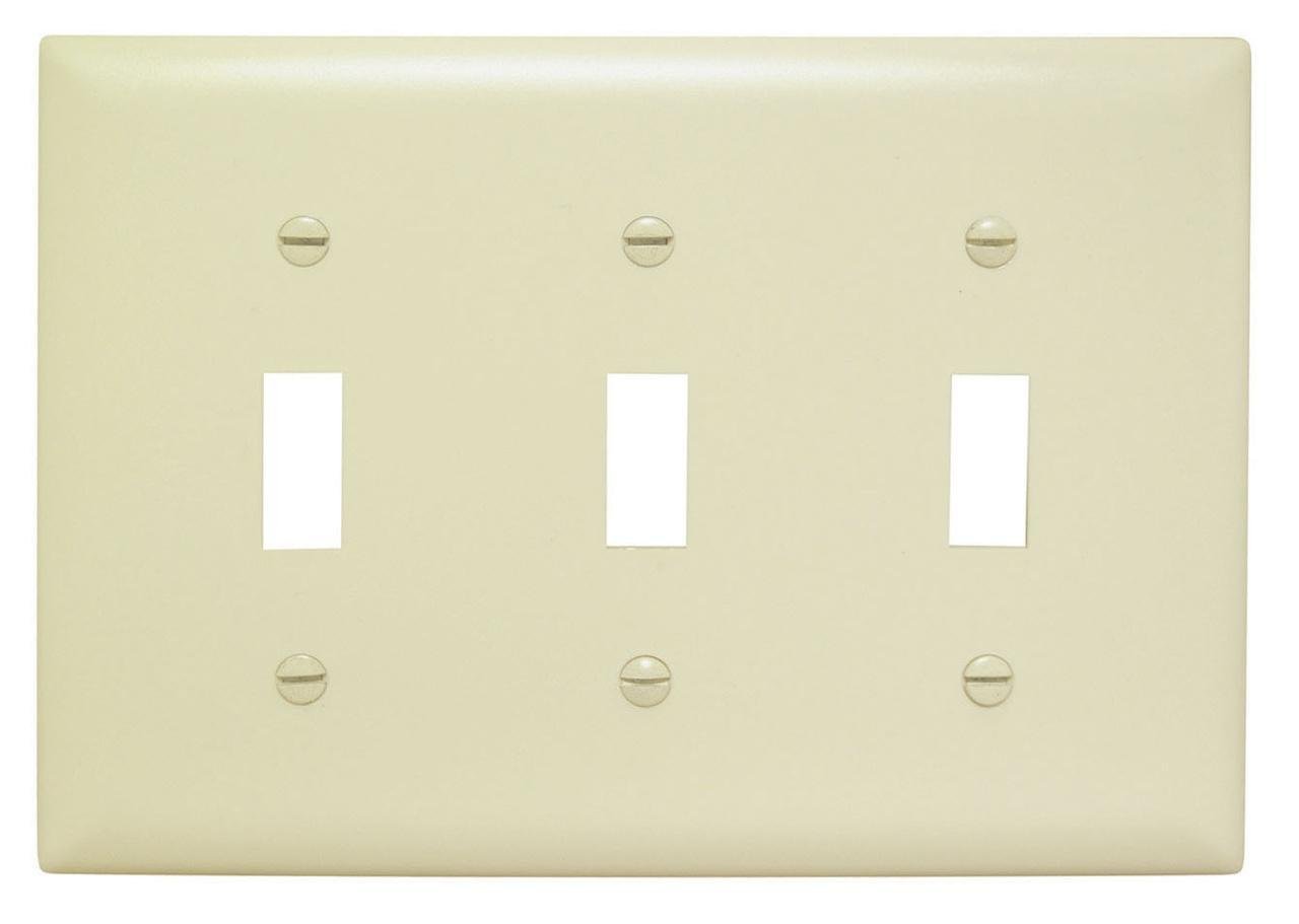Picture of TP3I - TradeMaster® 3-Gang Nylon Wall Plate, 3 Toggle Switch Openings, Ivory