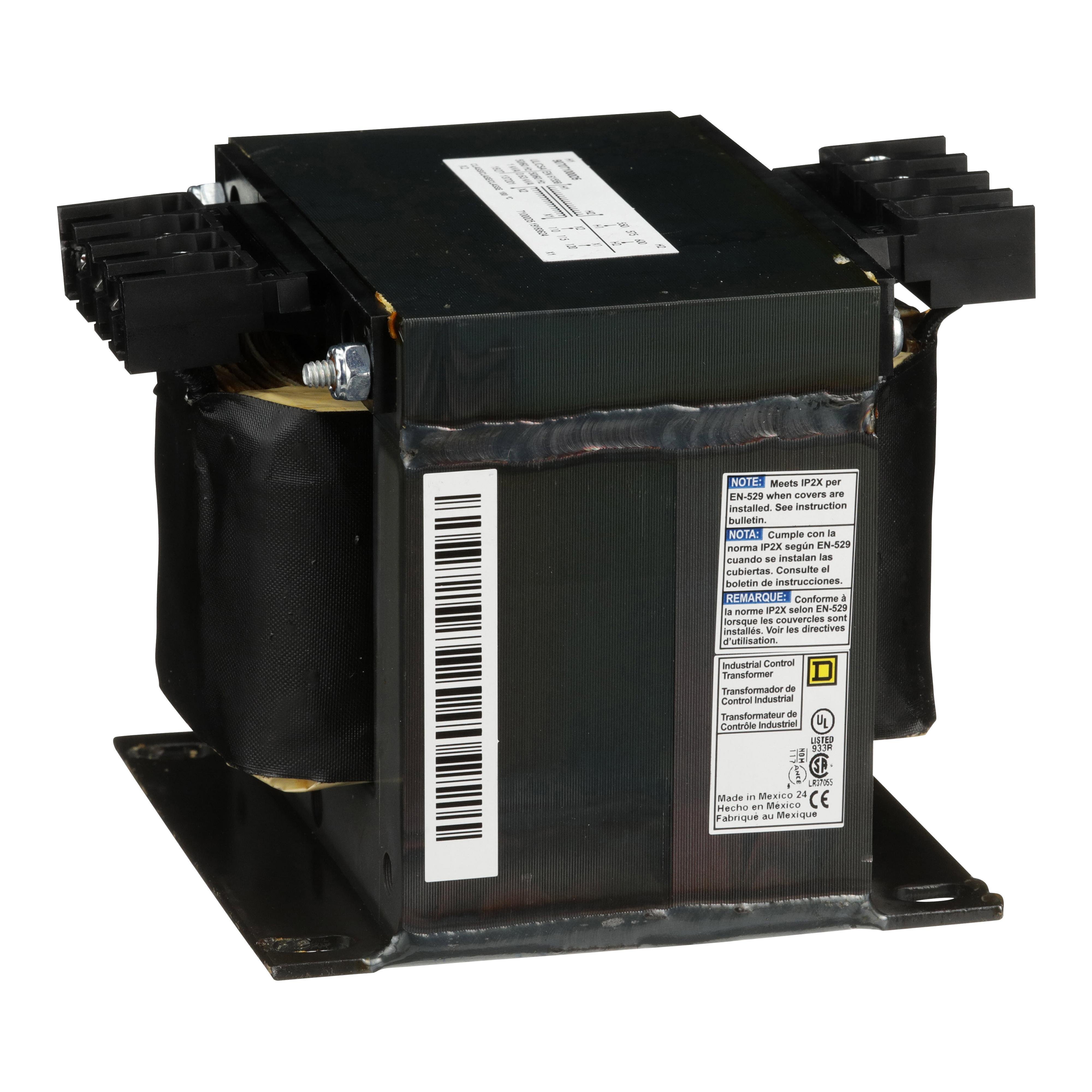 Picture of 9070T1000D5 - Transformer, Type T, industrial control, 1000VA, 1 phase, 600V primary, 120V secondary, 115C rise