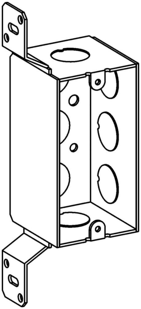 HDB-1-50-FB - 2-1/8" DEEP, 1-GANG WELDED DEEP HANDY BOX WITH 1/2" KO & FB BRACKET