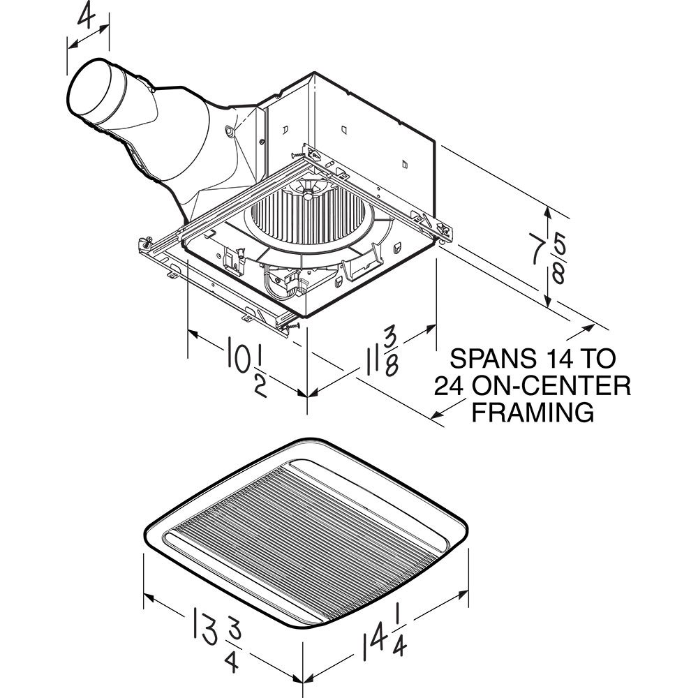 Picture of RB110L1 - Broan® ULTRA PRO™ Series 110 CFM Ventilation Fan/LED Light, 0.8 Sones; ENERGY STAR® Certified
