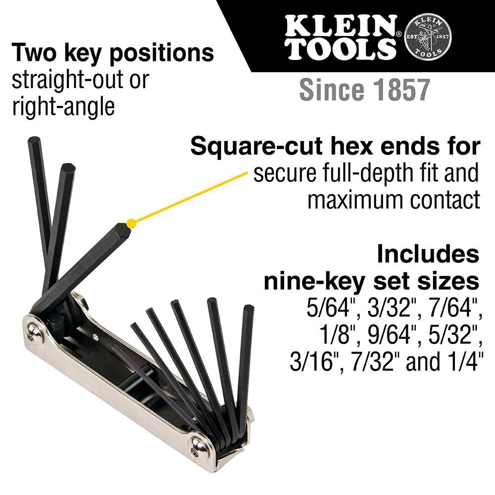 70591 - Folding Hex Key Set, 9-Key, SAE Sizes