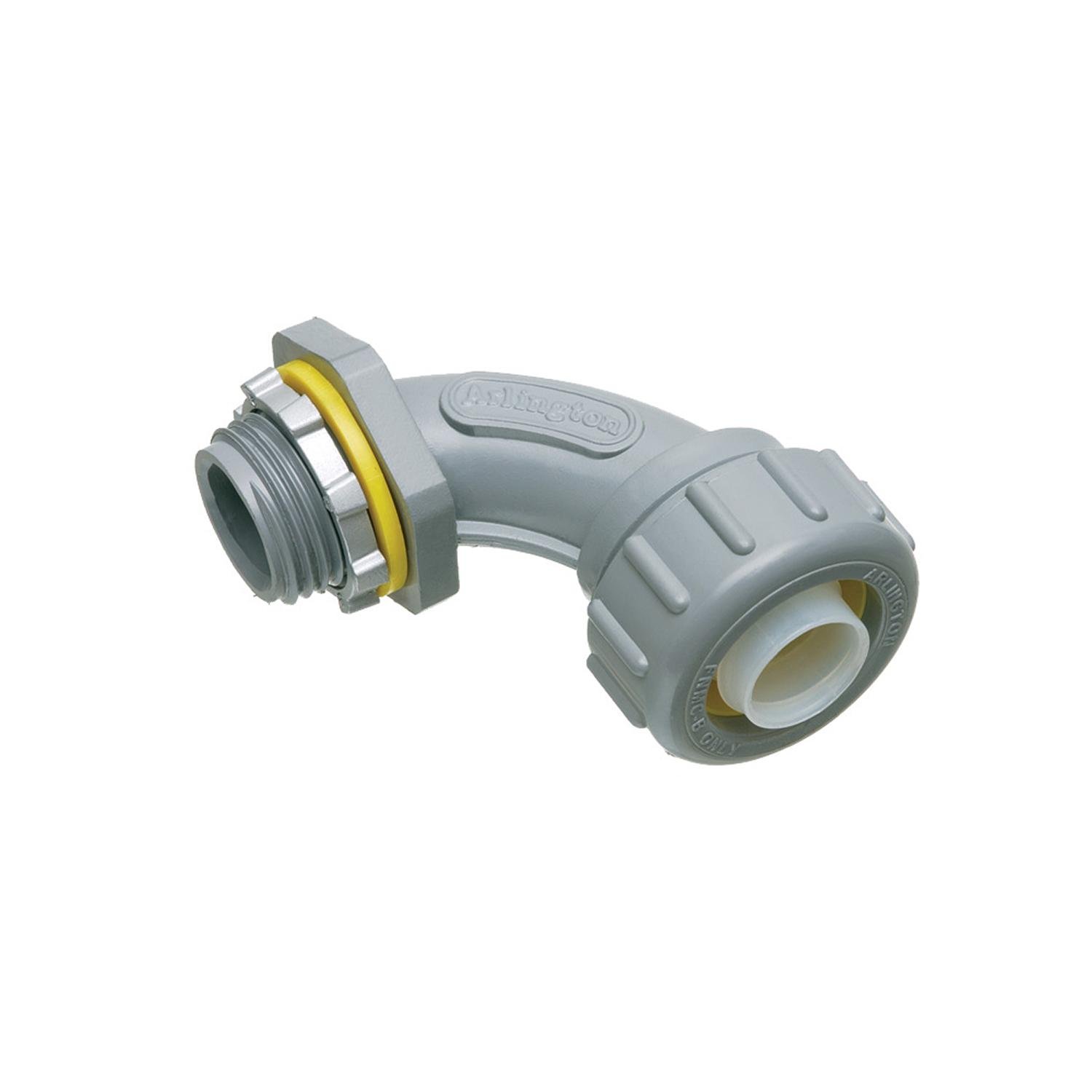 NMLT9050 - Non Metallic 90 degree connector for use with non metallic liquid tight conduit type B only. 1/2" Trade Size.