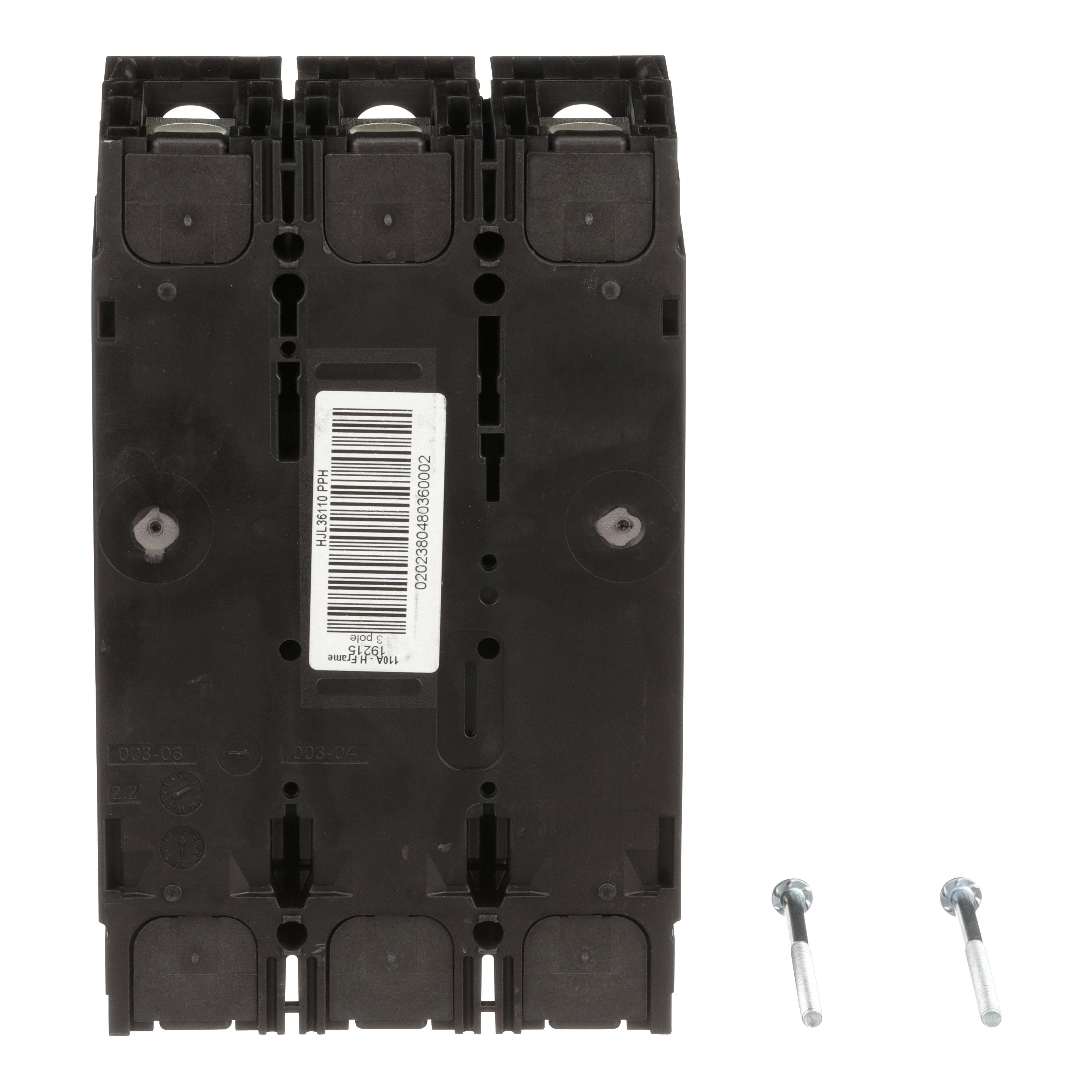 Picture of HJL36110 - Circuit breaker, PowerPacT H, 110A, 3 pole, 600VAC, 25kA, lugs, thermal magnetic, 80%