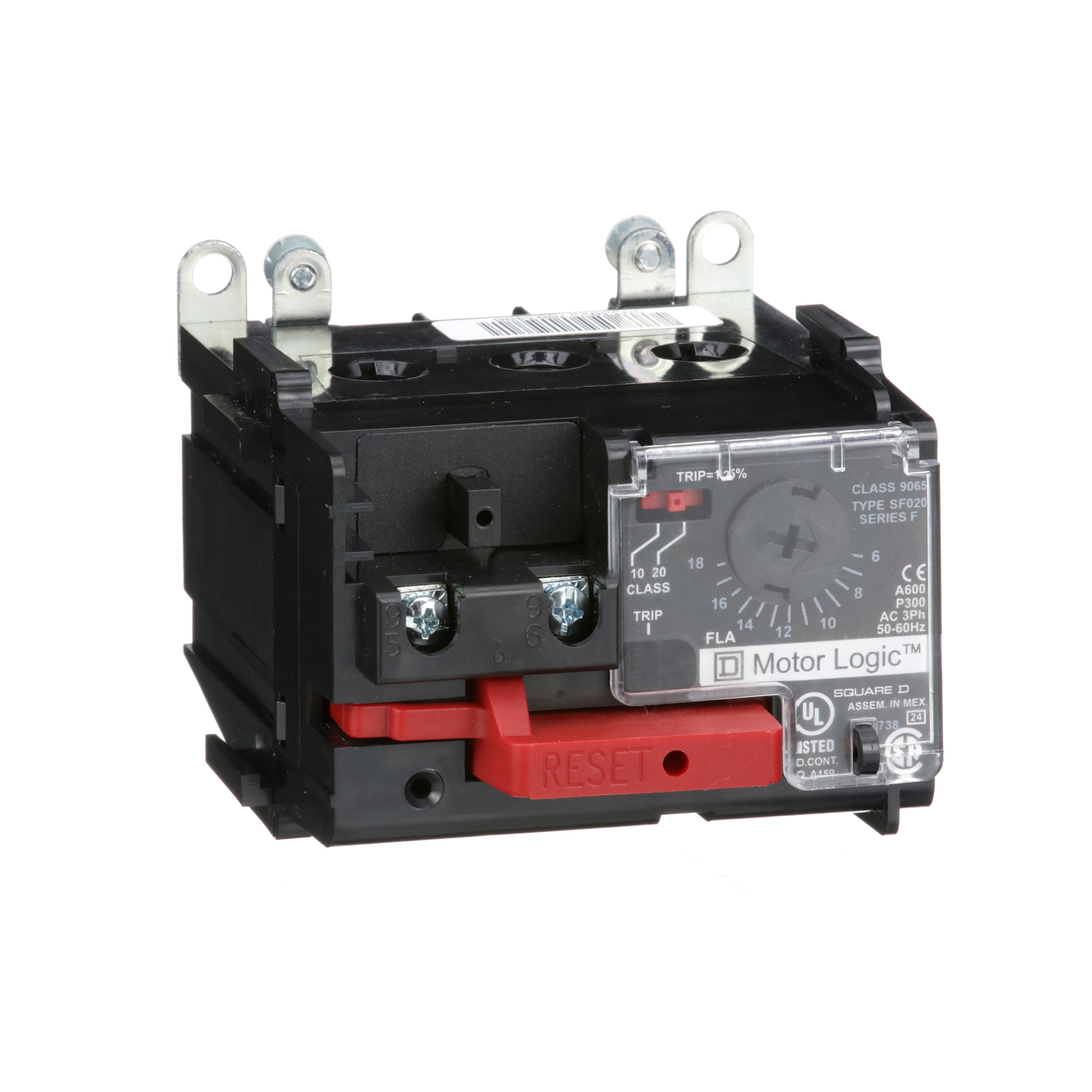 9065SF020 - Overload Relay, Motor Logic, solid state overload relay, NEMA Size 0, 3 pole, 6A to 18A, 600VAC, separate mount