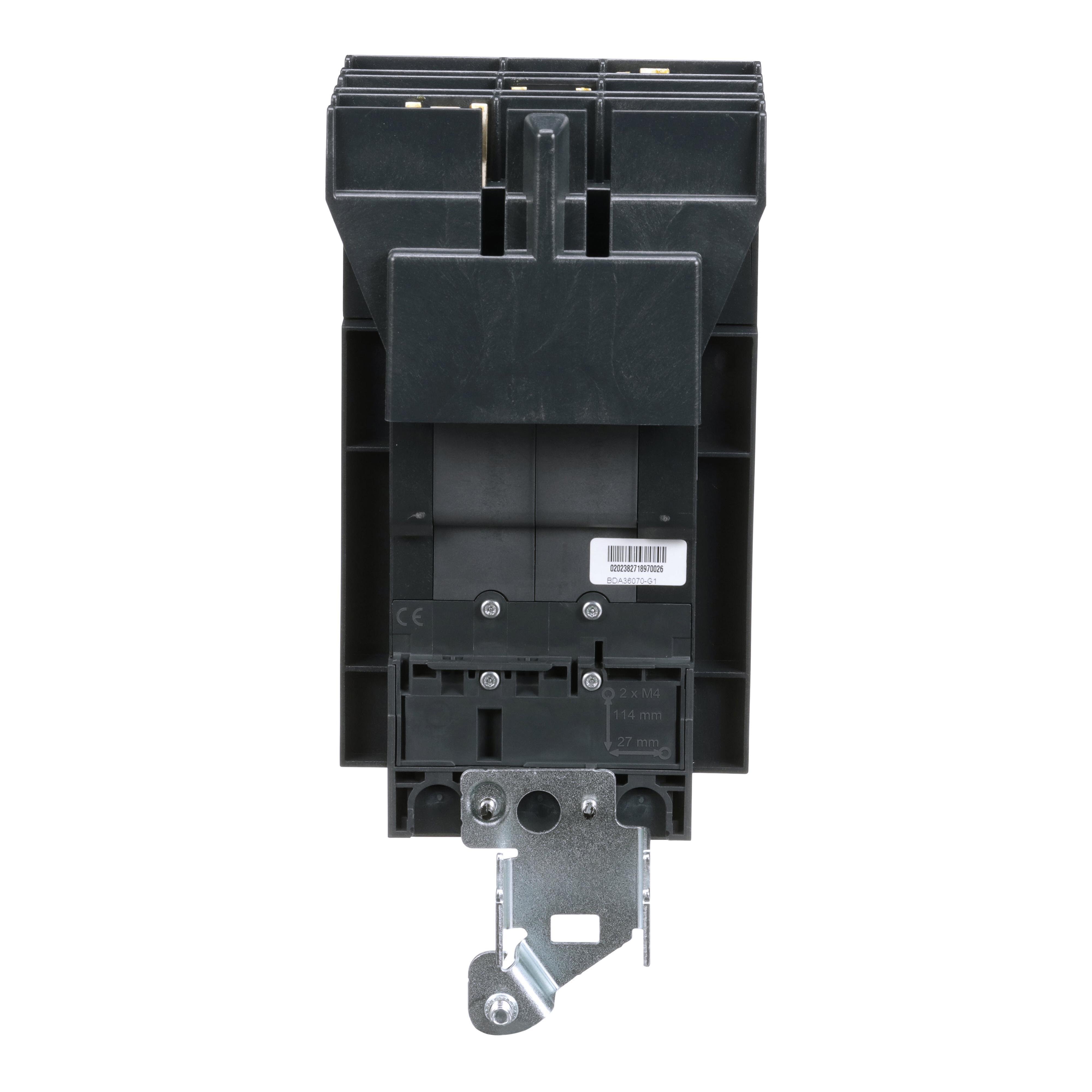 Picture of BDA36070 - Circuit breaker, PowerPacT B, 70A, 3 pole, 600Y/347VAC, 14kA, I-Line, thermal magnetic, 80%, ABC