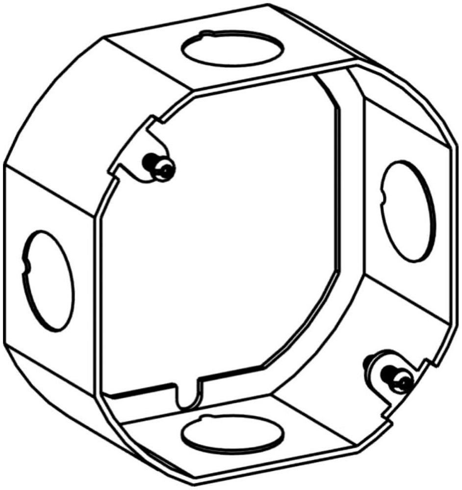 4RB-50-EXT - 1-1/2" DEEP, 4" (4O) WELDED OCTAGON STEEL EXTENSION RING WITH 1/2" KO