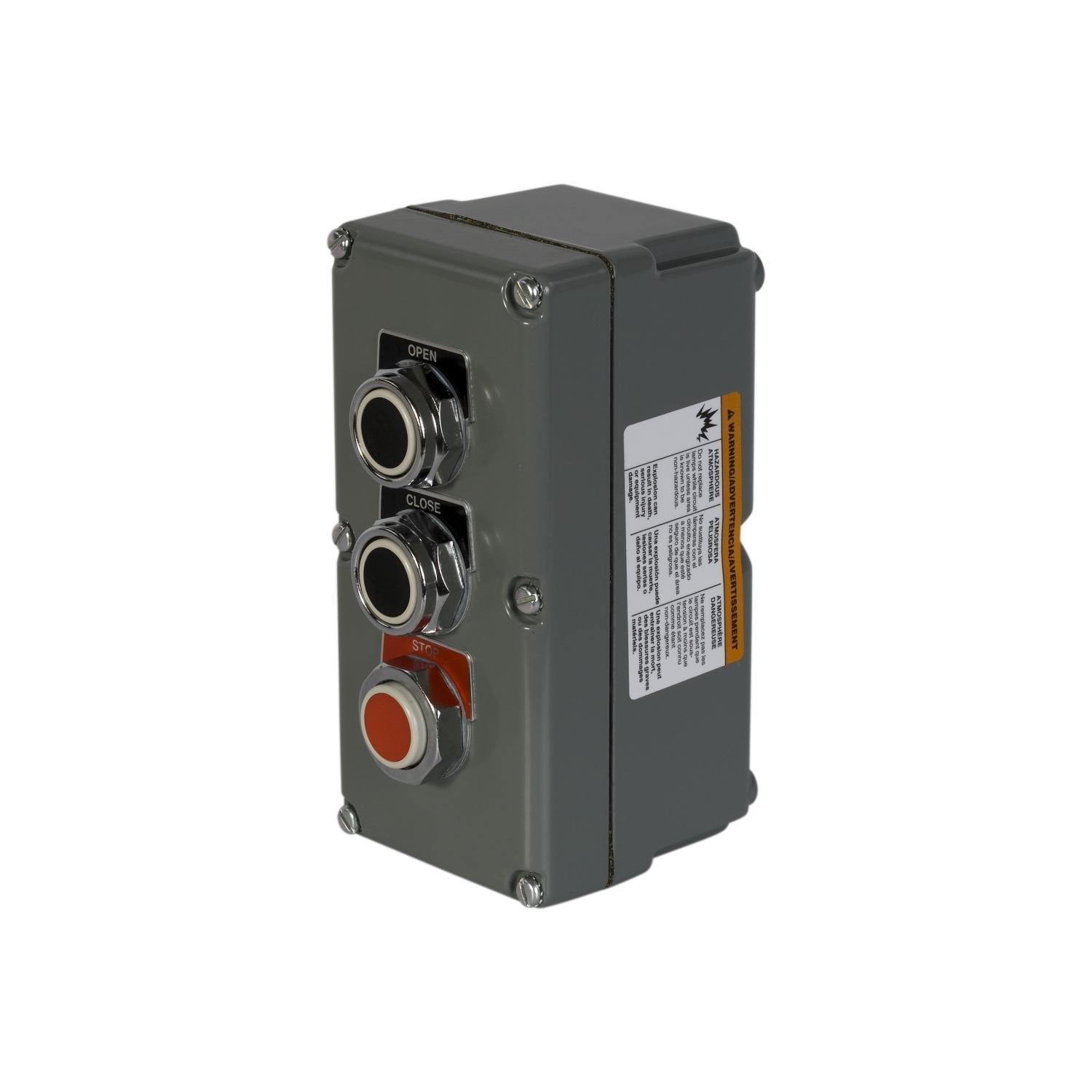 9001KYK33 - Complete control station, Harmony 9001K, 10A,  zinc, grey, 3 push buttons 3NO + 3NC OPEN CLOSE STOP, NEMA 3 4 13