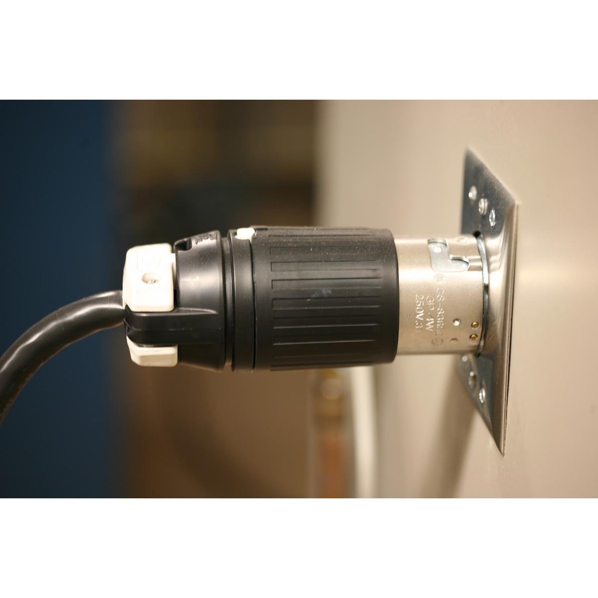 Picture of CS8365C - Locking Devices, Twist-Lock®, Industrial, Male Plug, 50A, 3-Phase Delta 250V AC, 3-Pole 4-Wire Grounding, Non- NEMA, Screw Terminal, Black and White