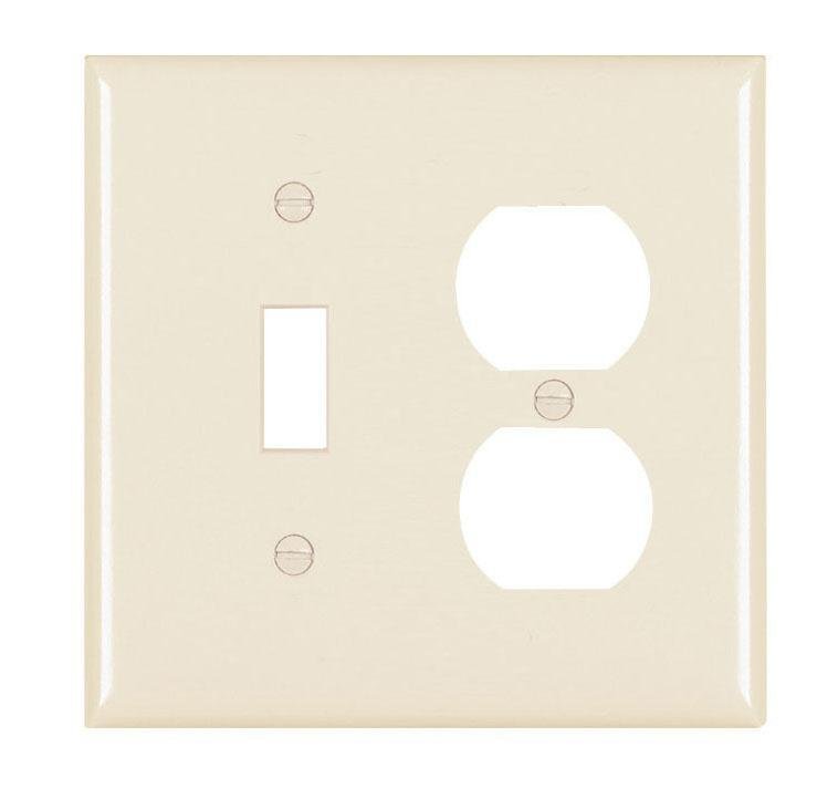 TP18LA - TradeMaster® 2-Gang Nylon Wall Plate, 1 Toggle Switch Opening, 1 Duplex Receptacle Opening, Light Almond