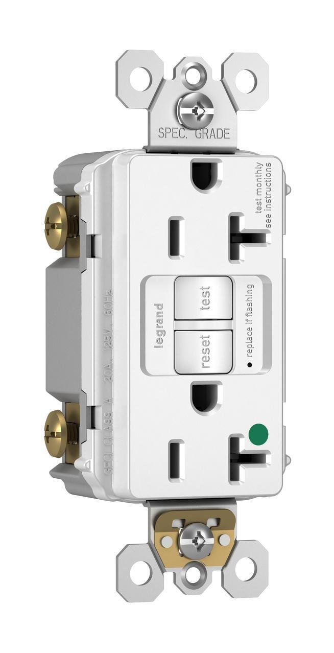 Picture of 2097-HGW - Hospital Grade 20A Duplex Self-Test GFCI Receptacles with SafeLock® Protection, White