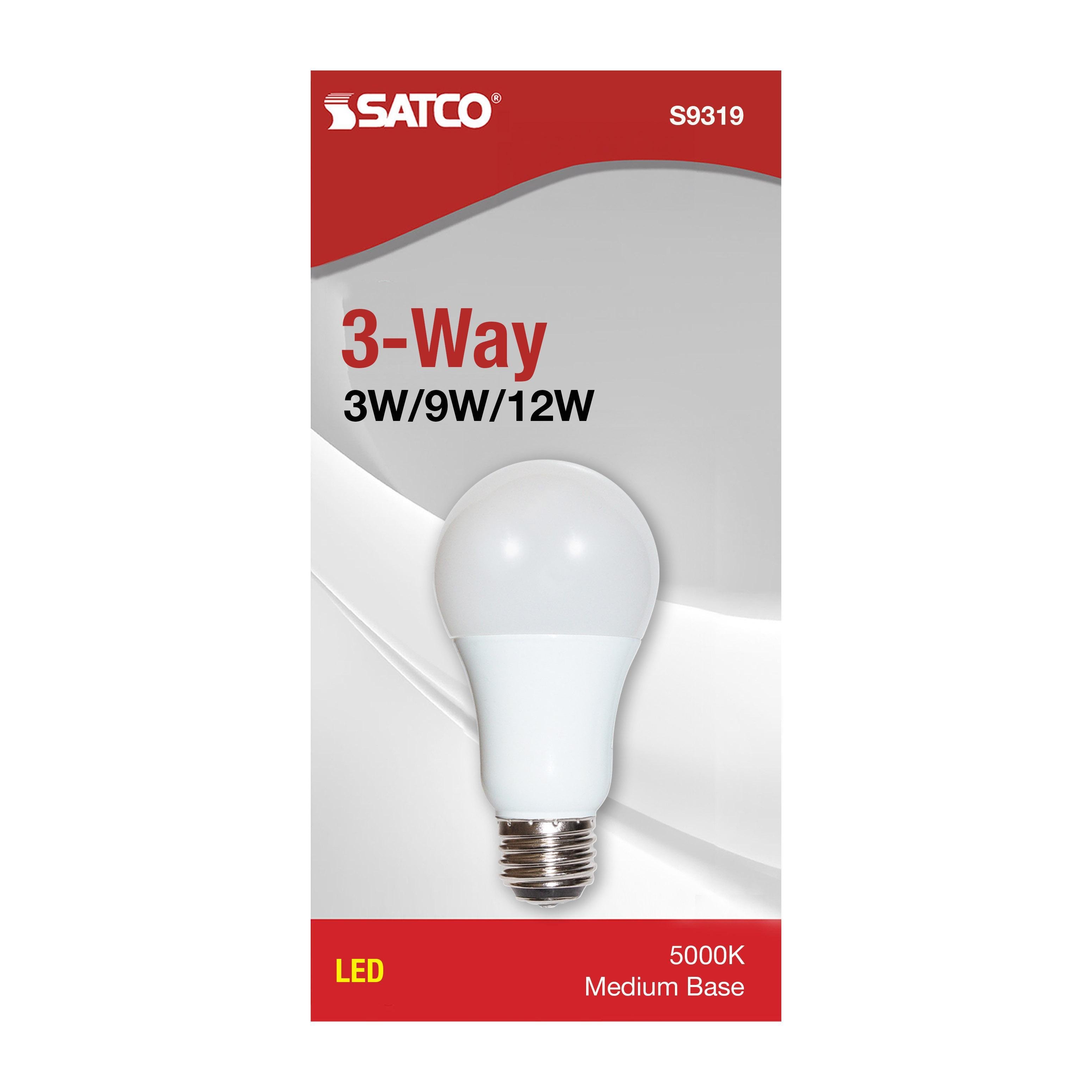 Picture of S9319 - 3 Watt/9 Watt/12 Watt - A19 LED - 3-way - Frosted - 5000K - Medium base - 220 deg. Beam Angle - 120 Volt
