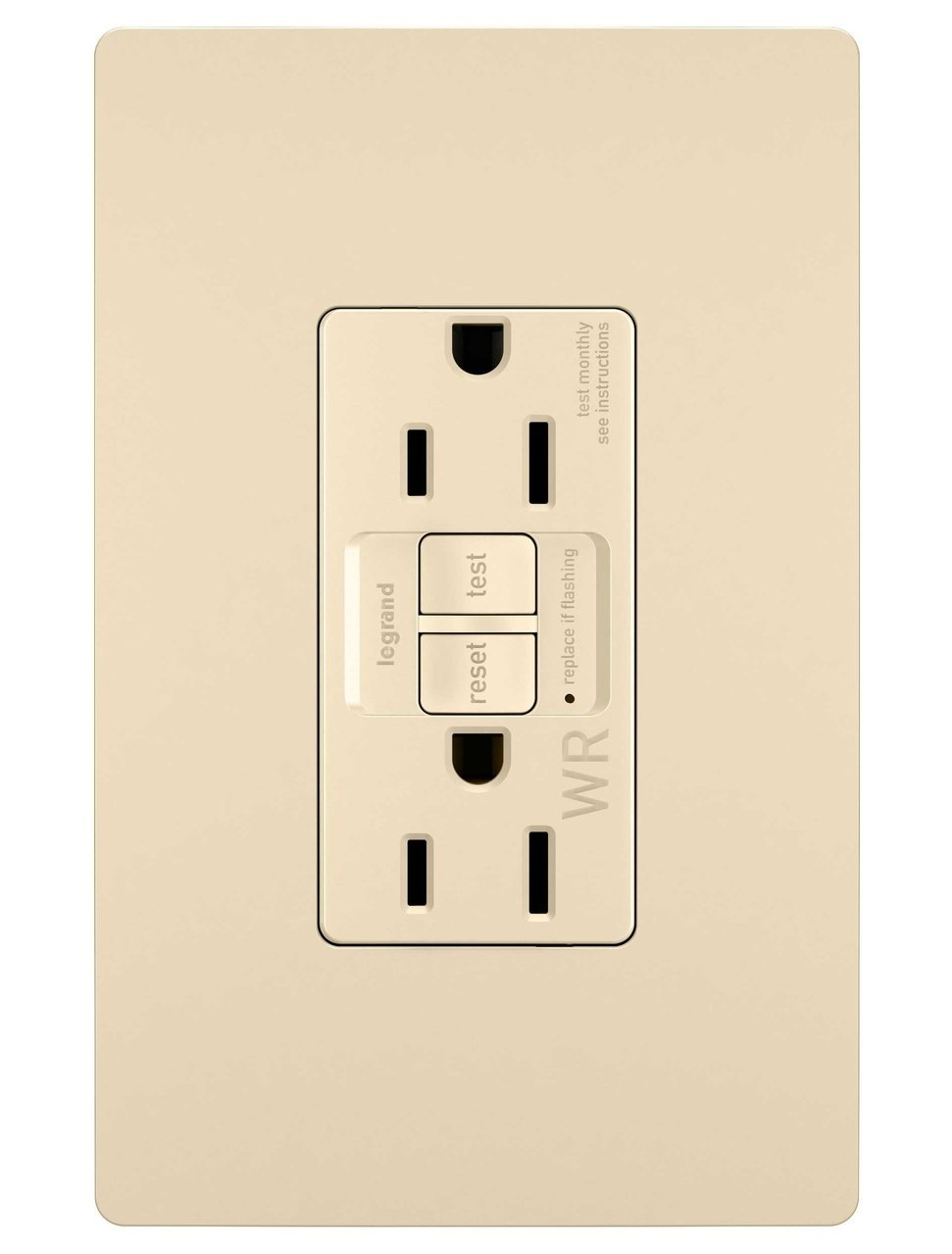 1597-TRWRI - radiant® Tamper-Resistant Weather-Resistant 15A Duplex Self-Test GFCI Receptacles with SafeLock® Protection, Ivory