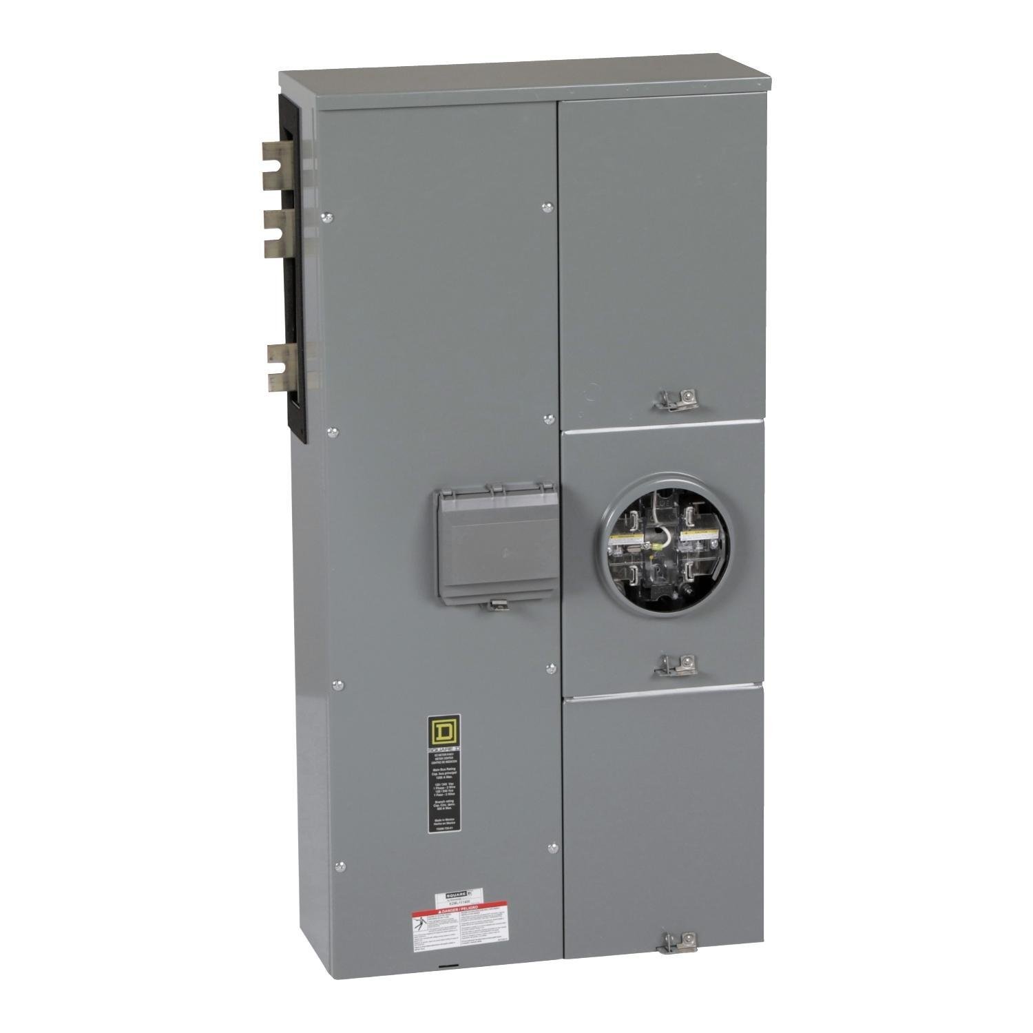 Picture of EZML111400 - Branch unit, EZ Meter-Pak, 400A, 1 x 5 jaw socket, 120/240VAC, lever bypass, ringless, 1200A Cu busbar