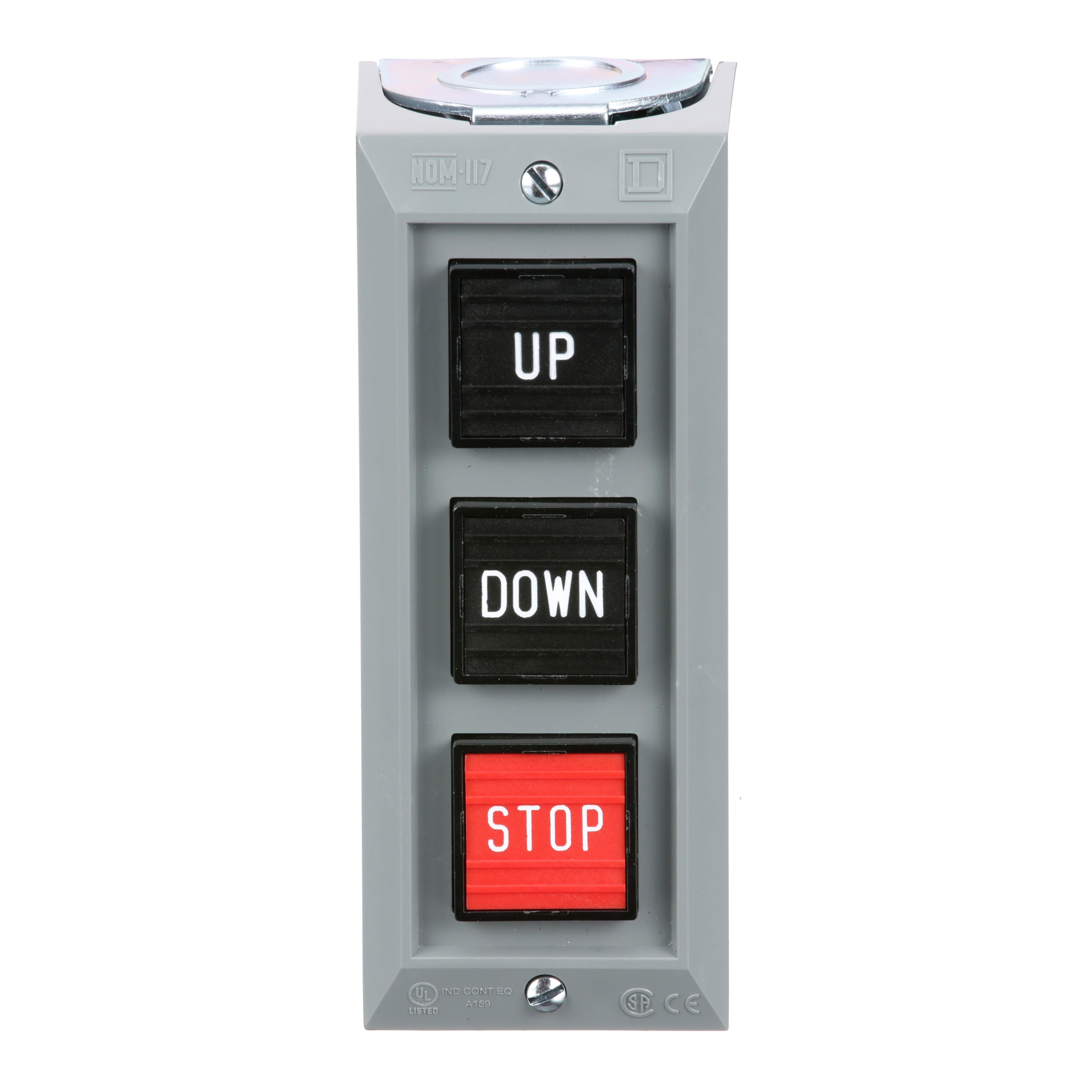 9001BG305 - Complete control station, Harmony 9001B, 3 push buttons UP-DOWN-STOP, 5A, 600V AC, NEMA 1