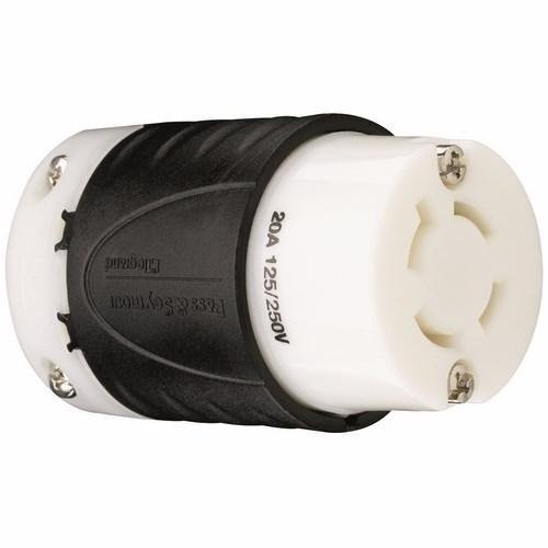 L1420-C - 20A NEMA Connector L1420 - Black Back, White Front Body