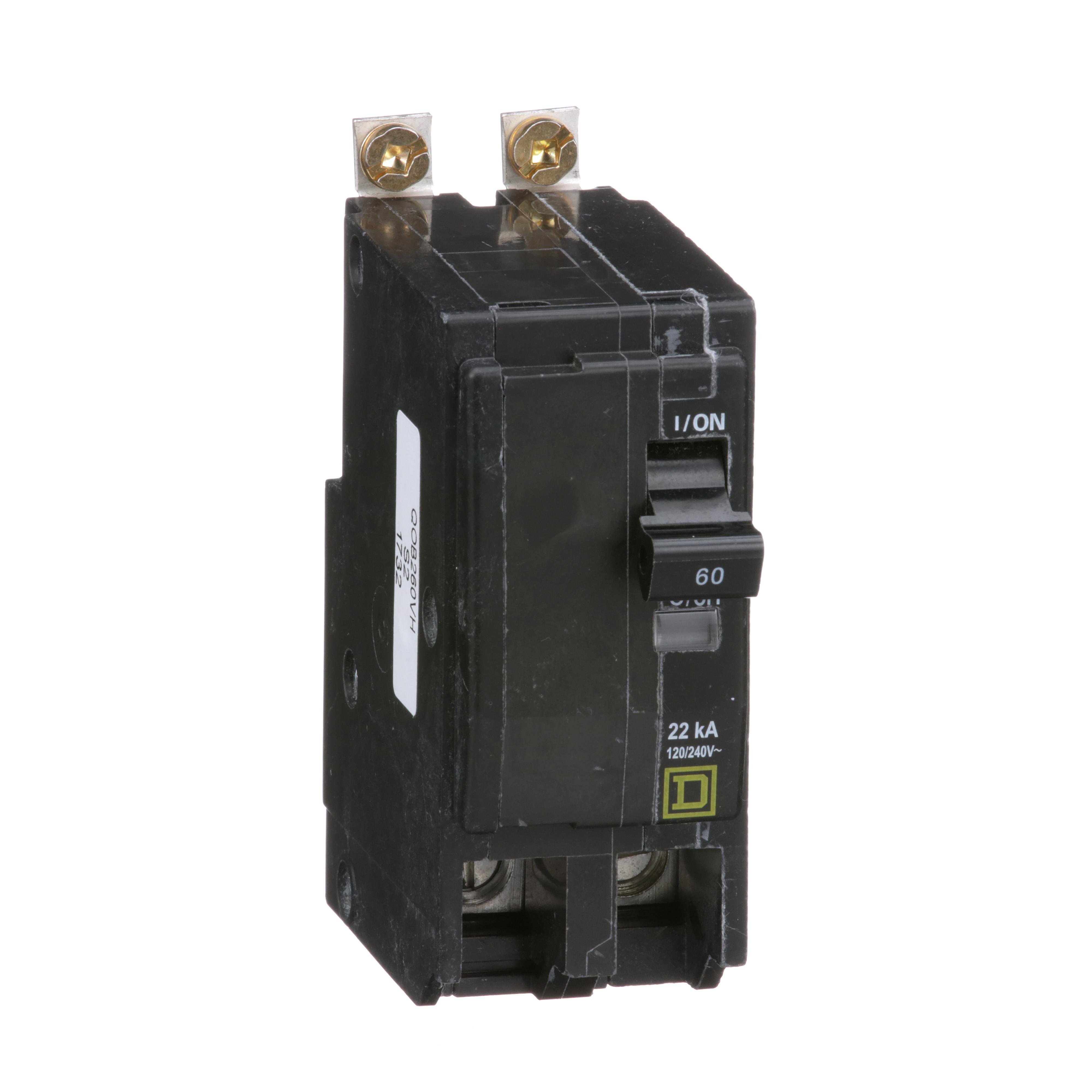 QOB260VH - Mini circuit breaker, QO, 60A, 2 pole, 120/240VAC, 22kA, bolt on