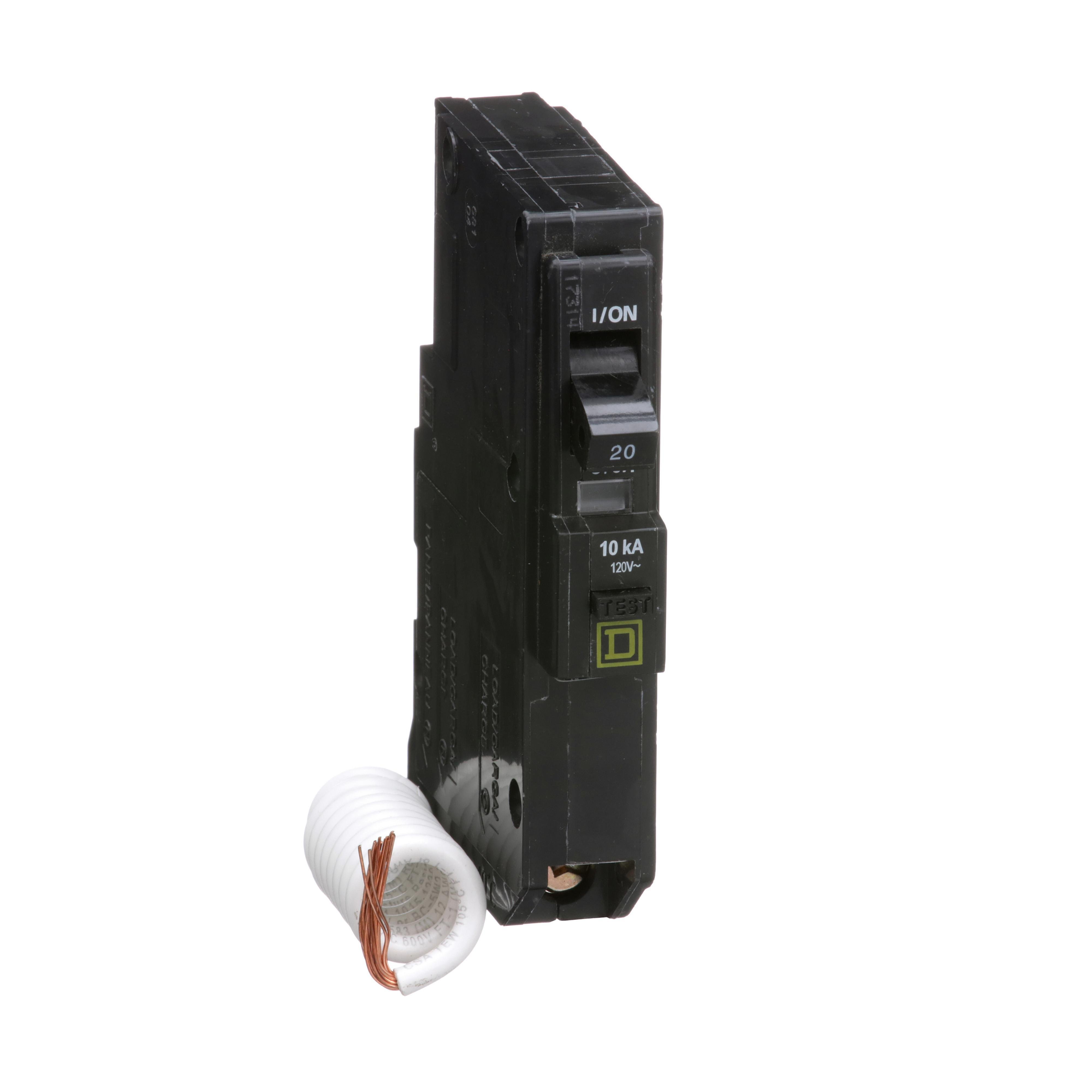 Picture of QO120EPD - [TAA] Mini circuit breaker, QO, 20A, 1 pole, 120VAC, 10kA, plug in, 30mA grd fault B