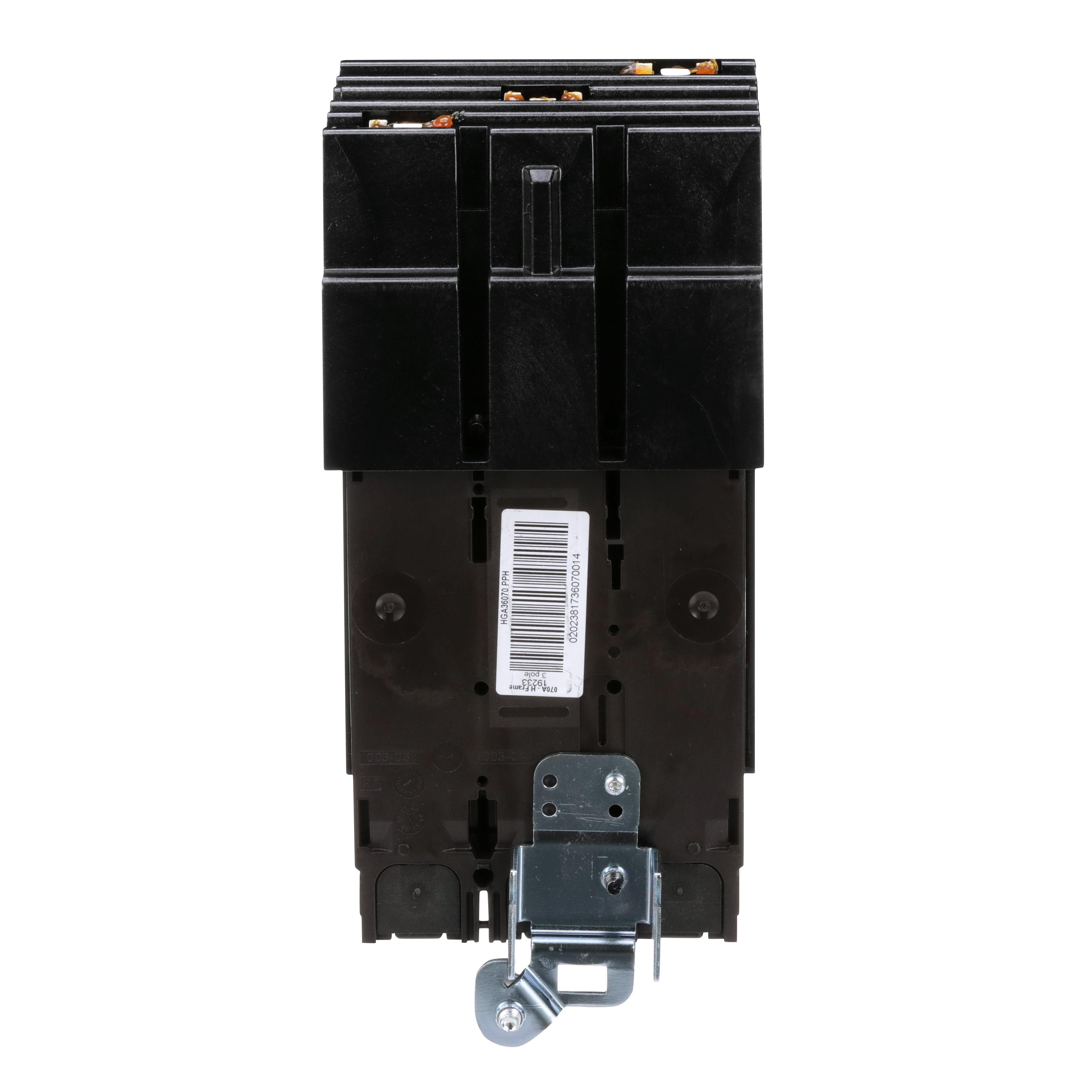 Picture of HGA36070 - Circuit breaker, PowerPacT H, 70A, 3 pole, 600VAC, 18kA, I-Line, thermal magnetic, 80%, ABC