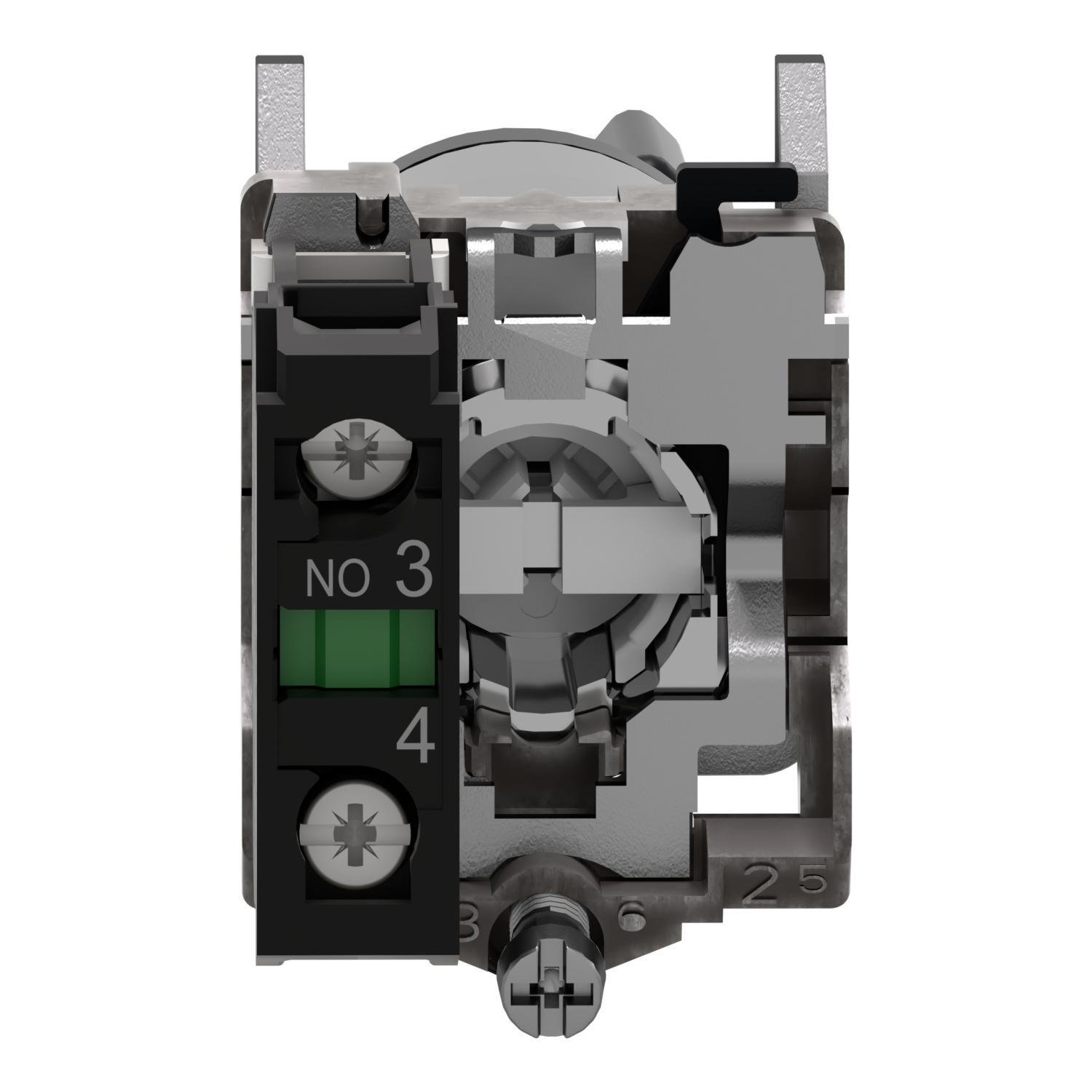 Picture of XB4BG61 - Key selector switch, Harmony XB4, metal, black, 22mm, key 455, 2 positions, spring return right to left, 1NO