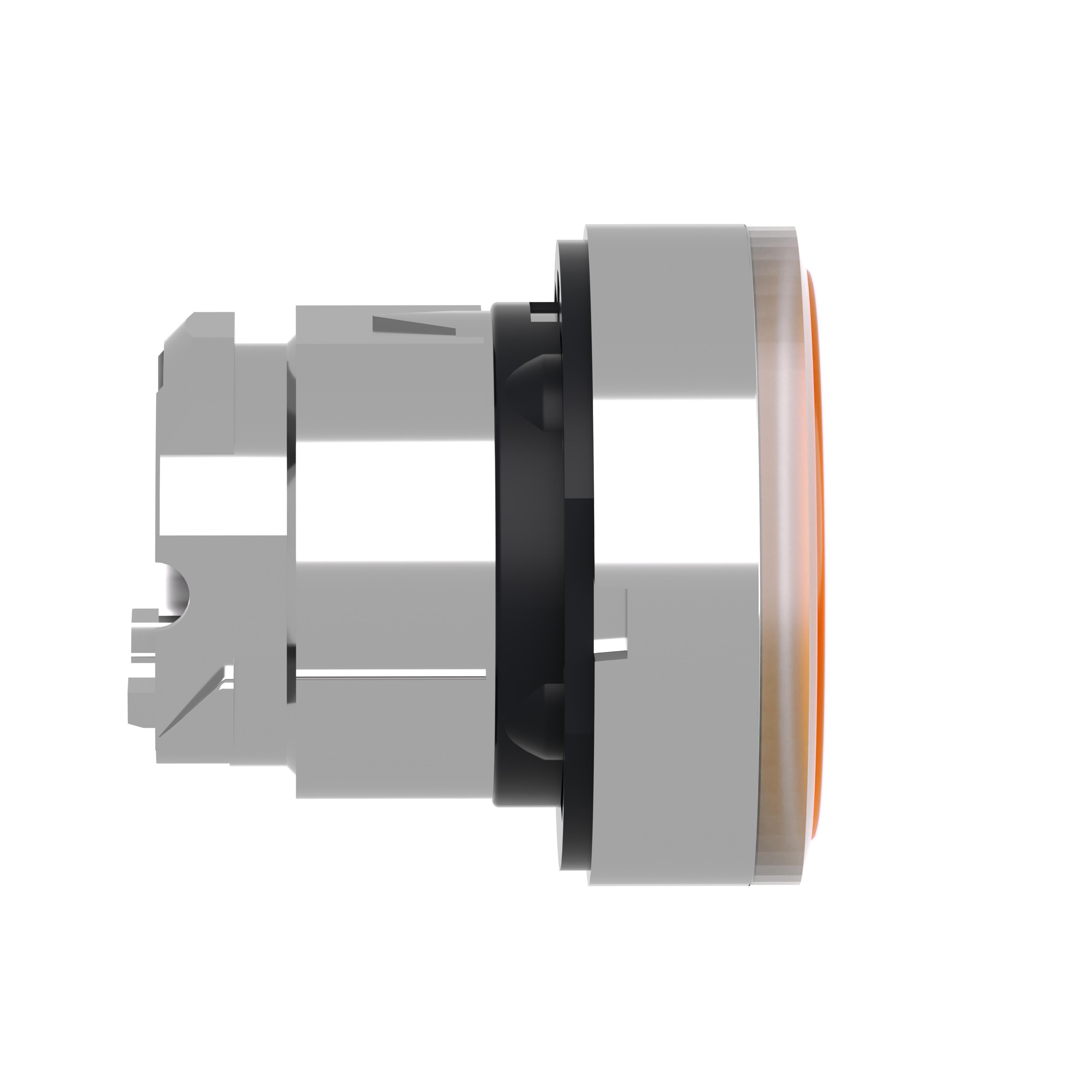 Picture of ZB4BW353 - Head for illuminated push button, Harmony XB4, metal, orange flush, 22mm, universal LED, spring return, plan lens