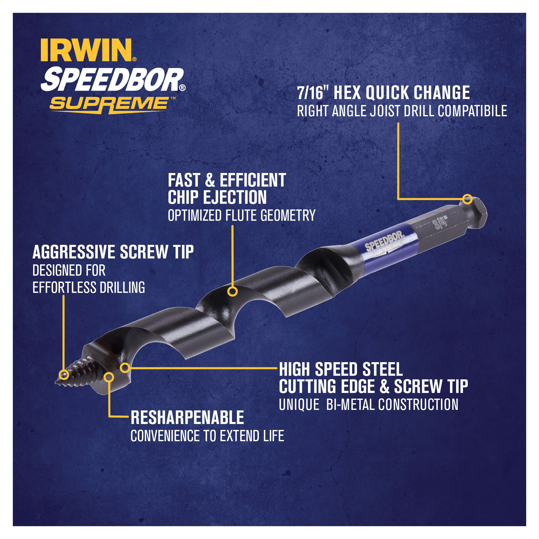 Picture of IWAX3017 - IRWIN Tools Auger Bit 3/4In X 7.5In Speedbor Supreme