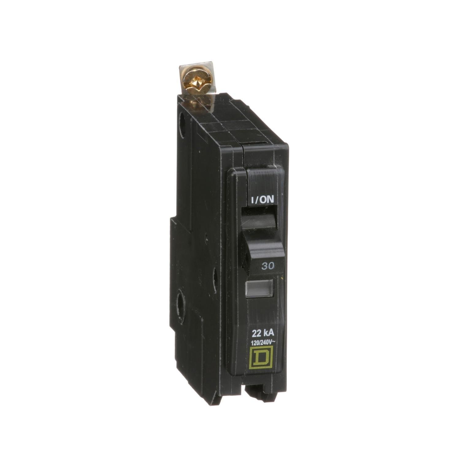 Picture of QOB130VH - Mini circuit breaker, QO, 30A, 1 pole, 120/240VAC, 22kA, bolt on