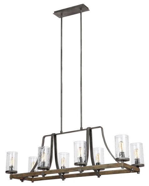 F3136/8DWK/SGM - Visual Comfort Studio, 8 Light 46" Linear Light, Distressed Weathered Oak-Slate Gray