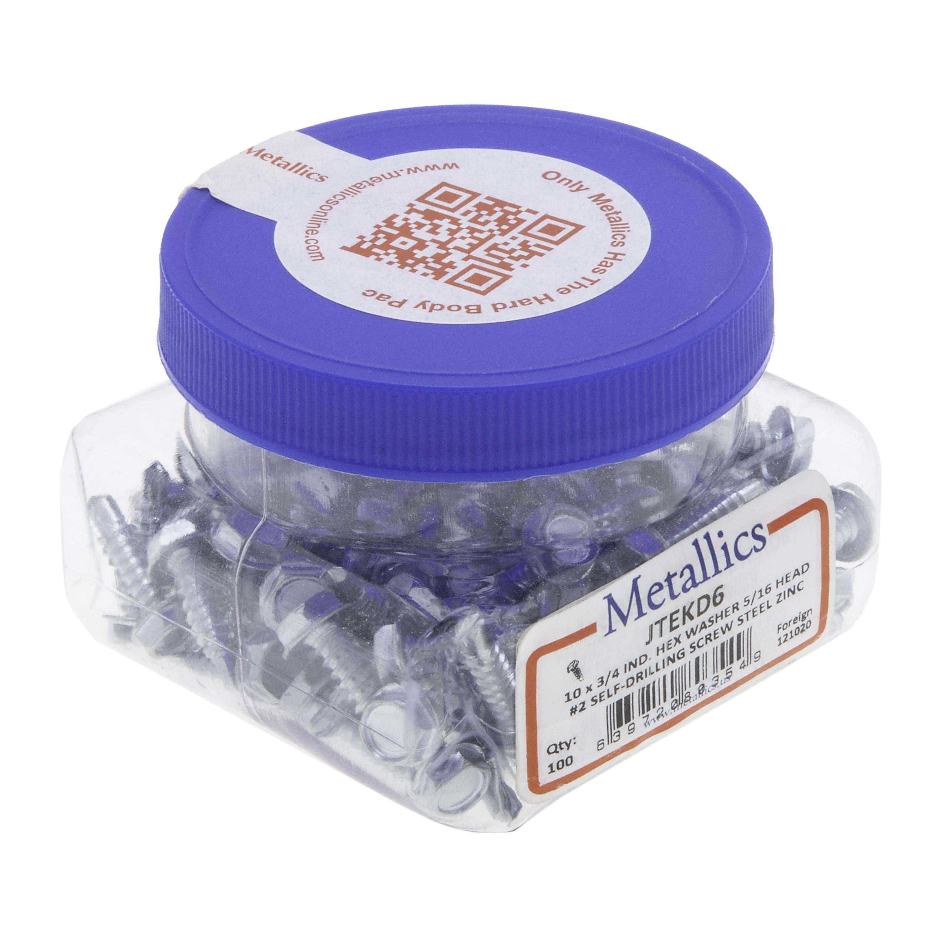 Picture of JTEKD6 - 10 x 3/4 in. 5/16 Indented Hex Head Self-Drilling & Tapping Screws with Washer - #2 Drill Point - Steel Zinc - 100qty