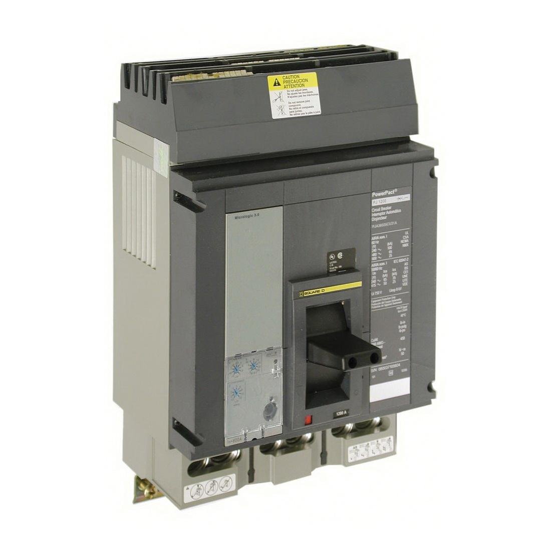 Picture of PGA36120U31A - Circuit breaker, PowerPacT P, 1200A, 3 pole, 600VAC, 18kA, I-Line, Micrologic 3.0, 80%, ABC