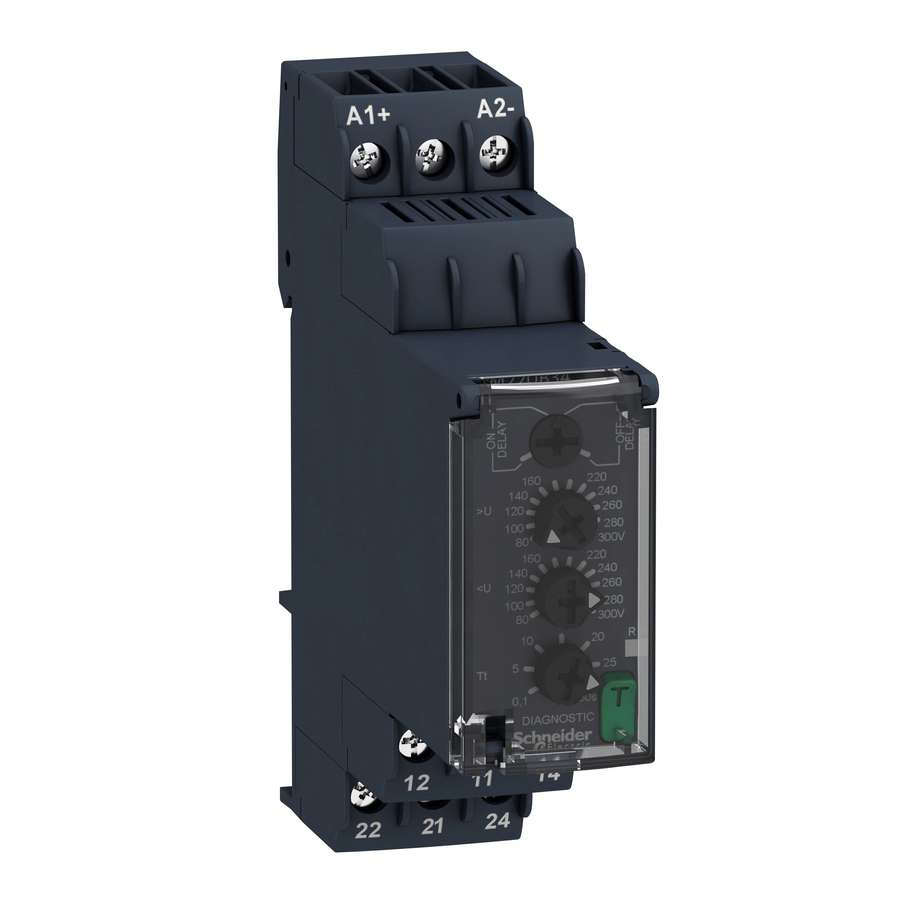 RM22UB34 - voltage control relay, Harmony Control Relays, 8A, 2CO, 80...300V AC DC, 110...240V AC DC