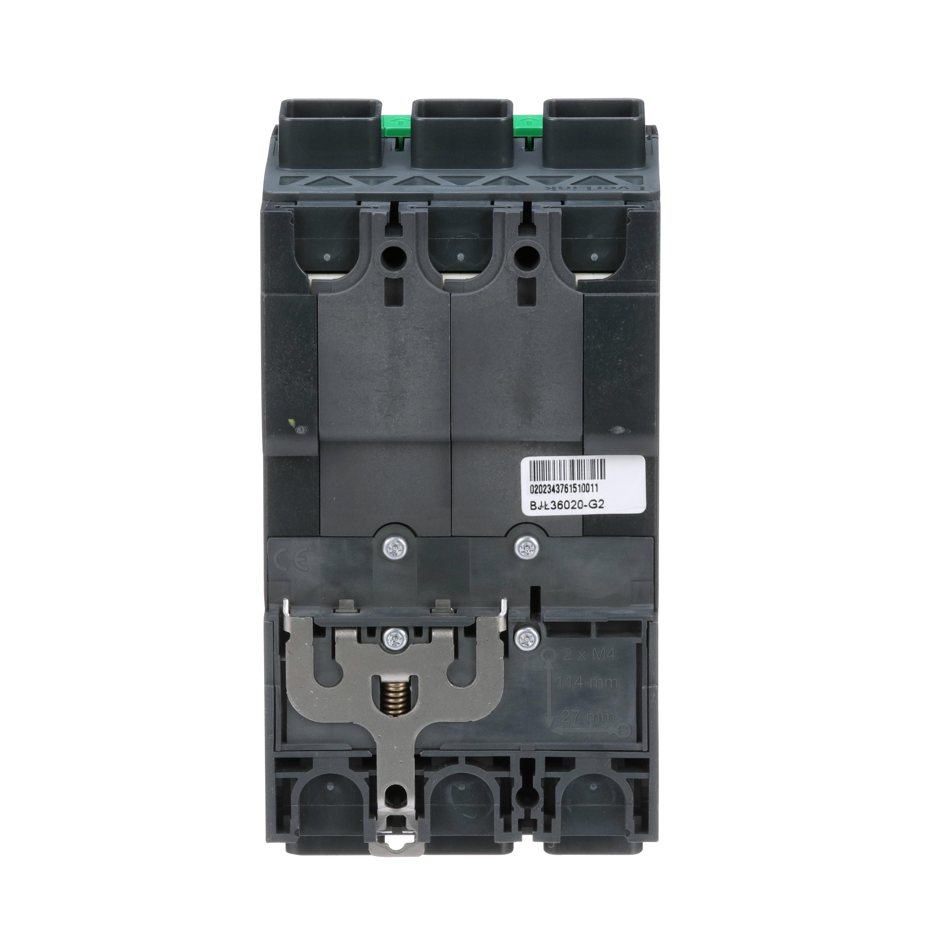 Picture of BJL36020 - Circuit breaker, PowerPacT B, 20A, 3 pole, 600Y/347VAC, 25kA, lugs, thermal magnetic, 80%