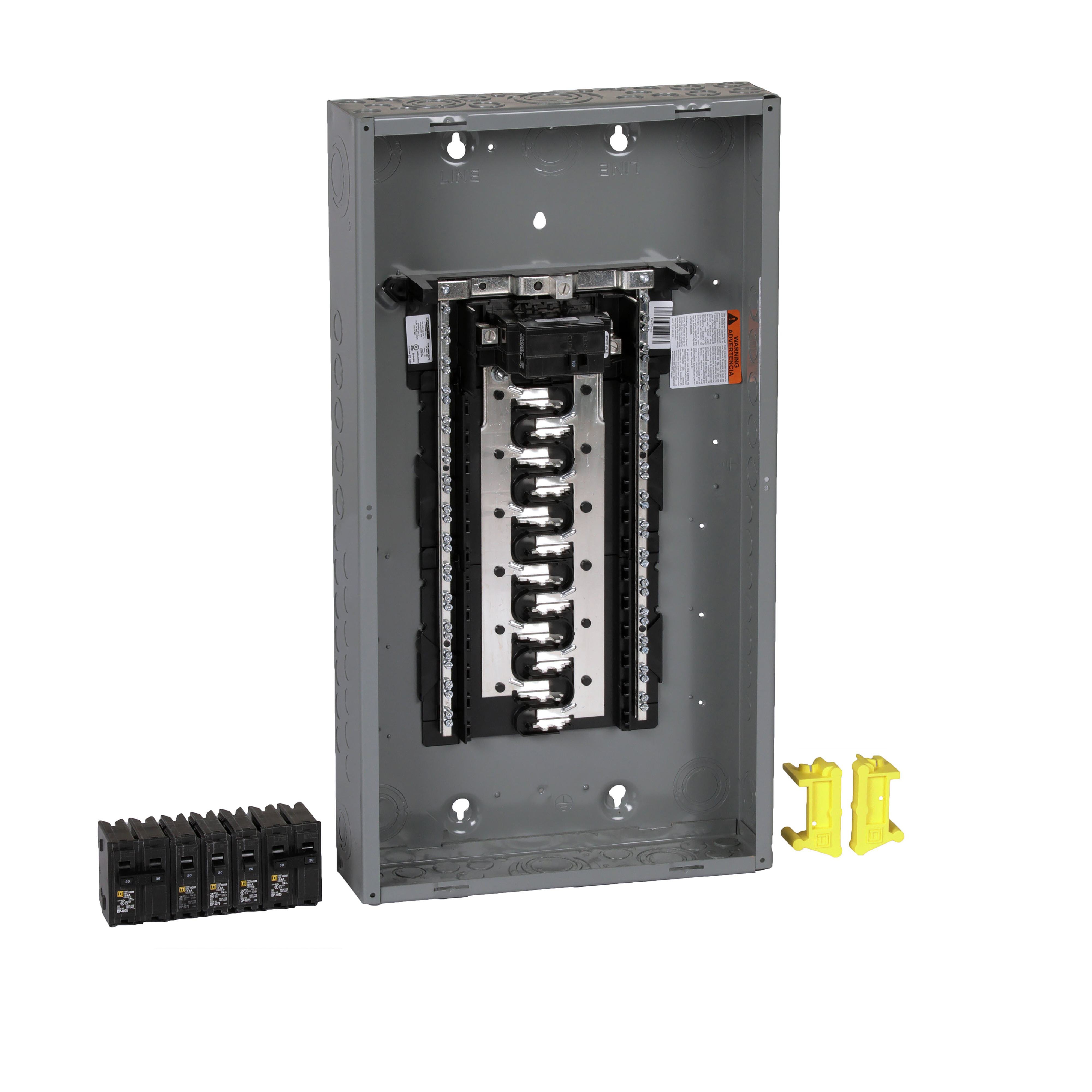 HOM2448M100PCVP - Load center, Homeline, 1 phase, 24 spaces, 48 circuits, 100A convertible main breaker, PoN, NEMA1, value pack