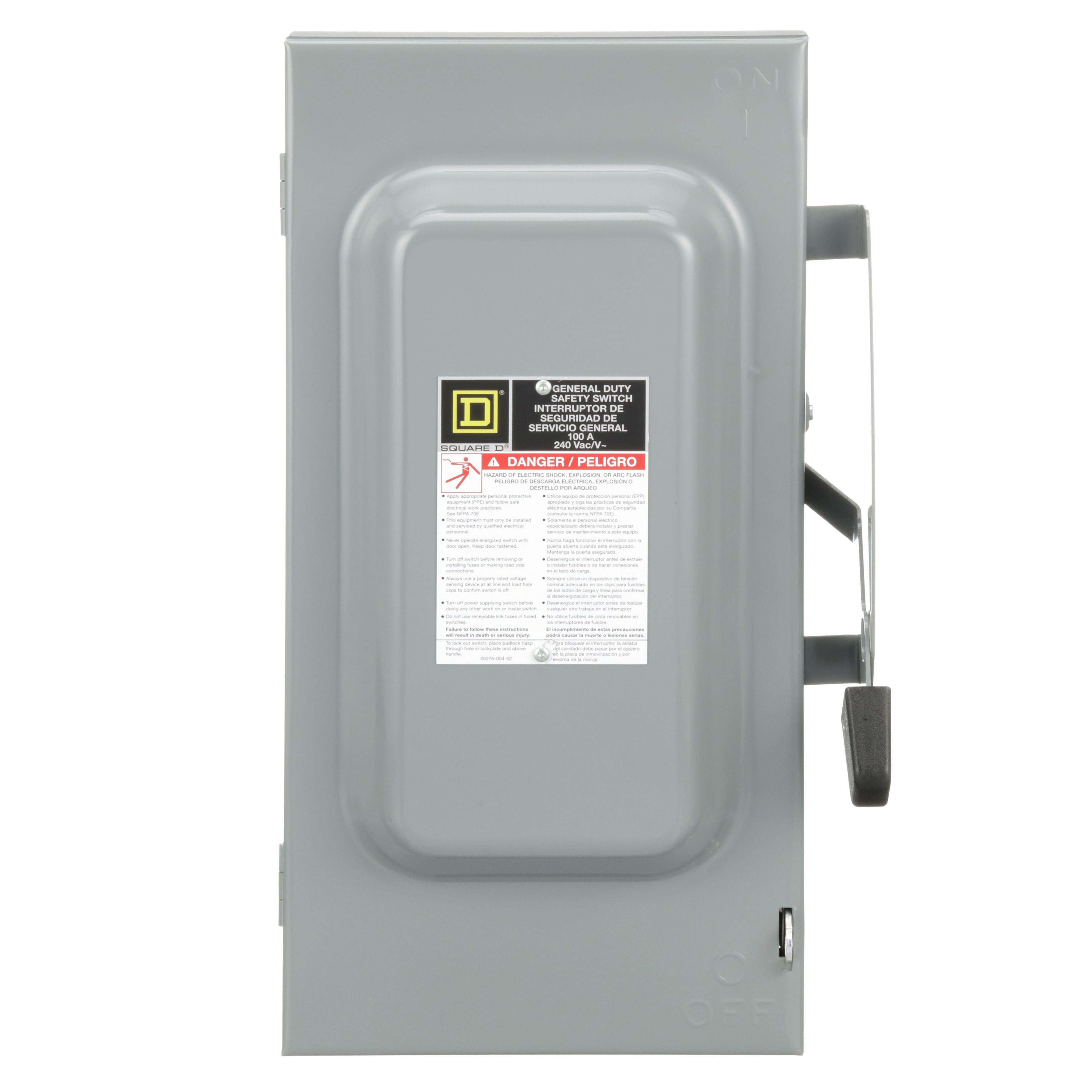 Picture of DU323 - Safety switch, general duty, non fusible, 100A, 3 pole, 30hp, 240VAC, NEMA 1