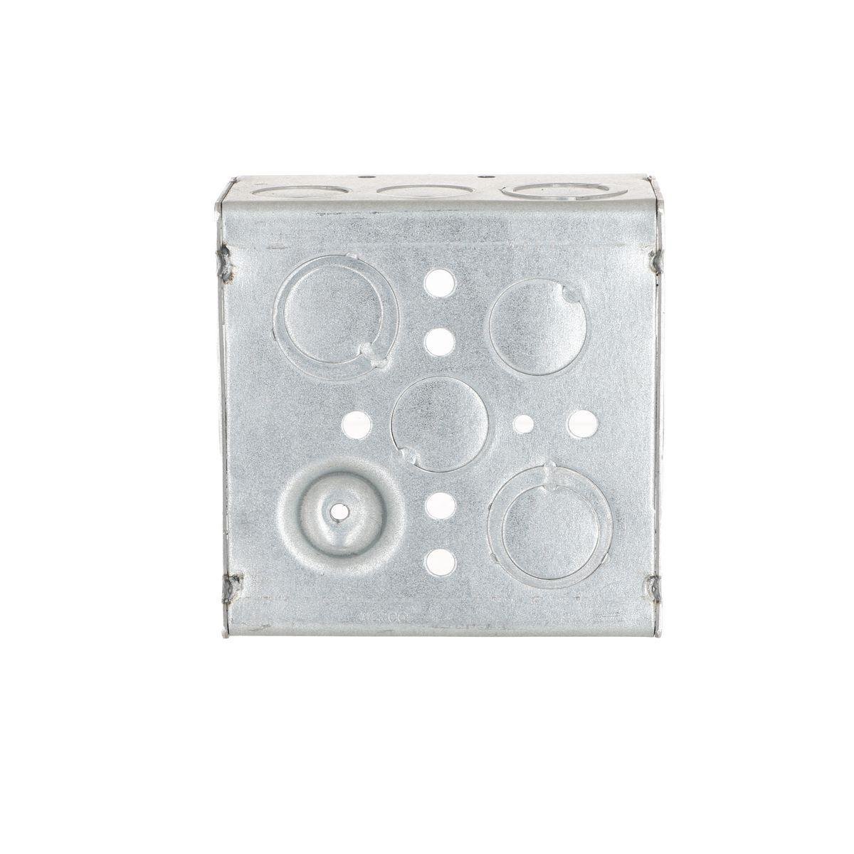 232 - 4 in. Square Box, Welded, 2-1/8 in. Deep, Ten 1/2 in KO's & Six TKO's, Raised Ground