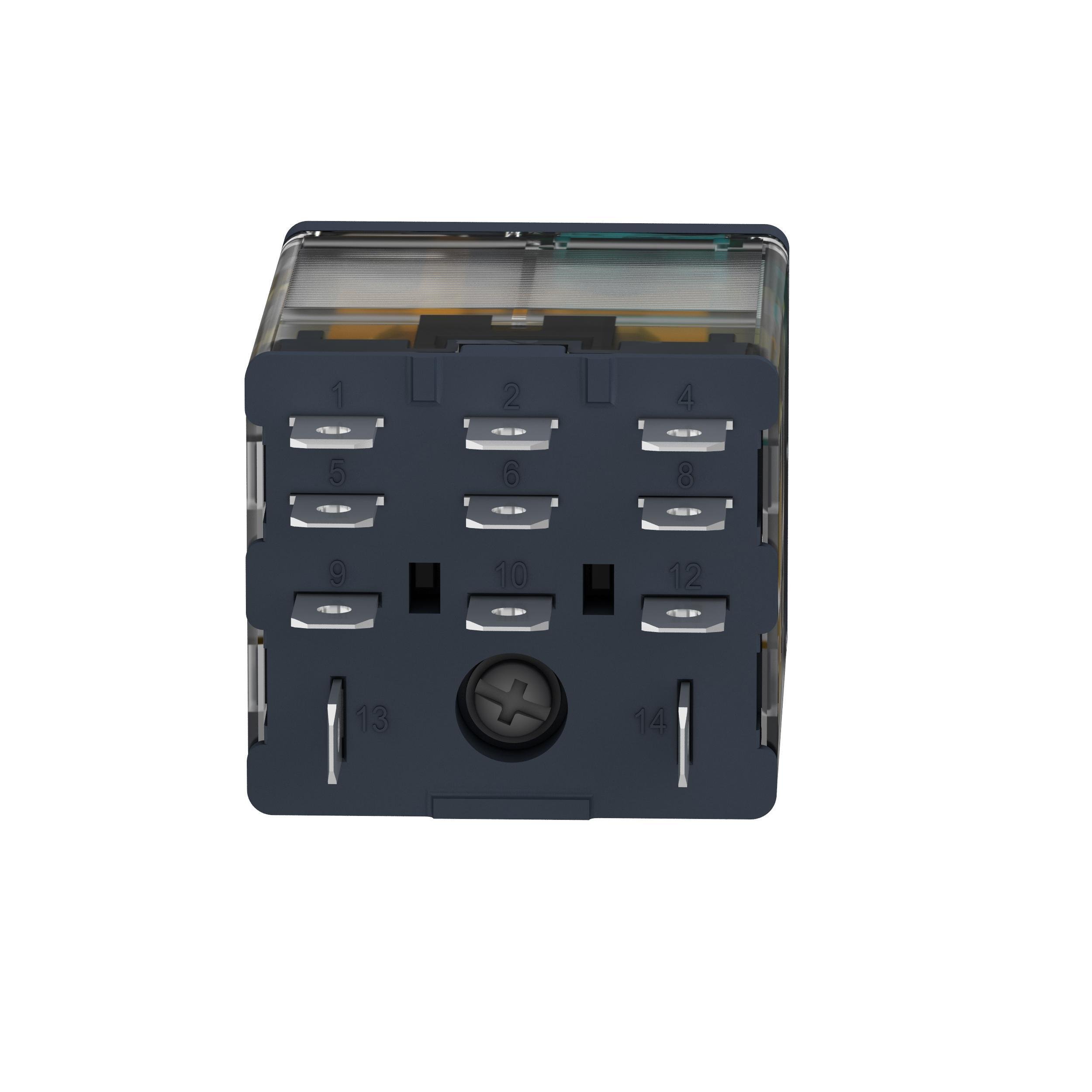 Picture of RPM32BD - plug-in relay, Harmony electromechanical relays, 15A, 3CO, with LED, lockable test button, 24V DC