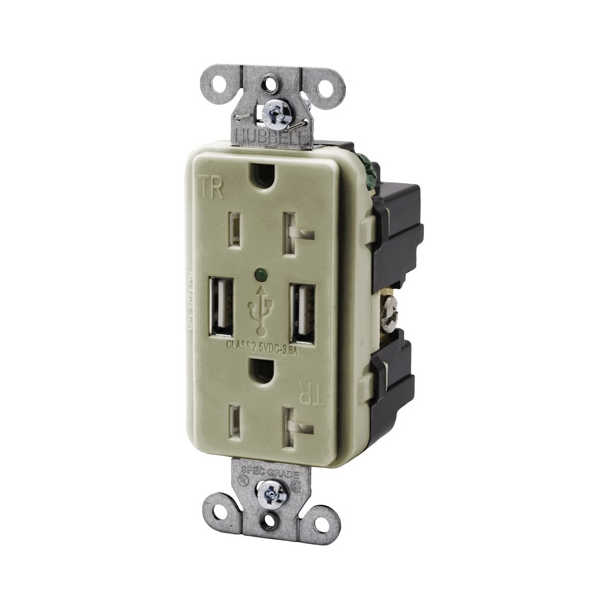 Picture of USB20X2I - Straight Blade Devices, 20A, 125V, 2 Pole, 3 Wire Grounding, USB20X2I