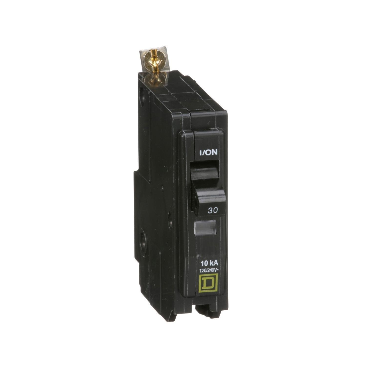 QOB130 - Mini circuit breaker, QO, 30A, 1 pole, 120/240VAC, 10kA, bolt on
