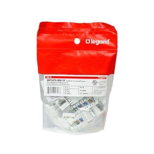 Picture of WP3476-WH-100 - Cat 6 Quick Connect RJ45 Keystone Insert, White 100-Pack