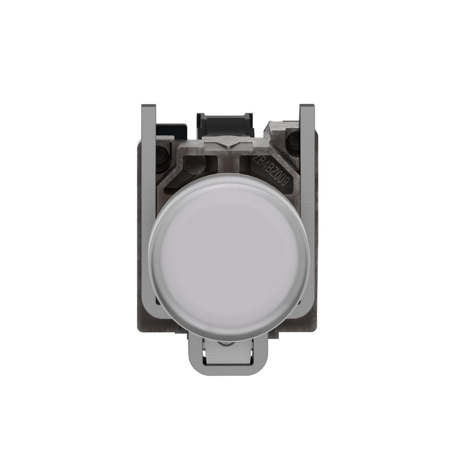 XB4BVB1 - Pilot light, Harmony XB4,metal, white, 22mm, universal LED, plain lens, 24V AC DC