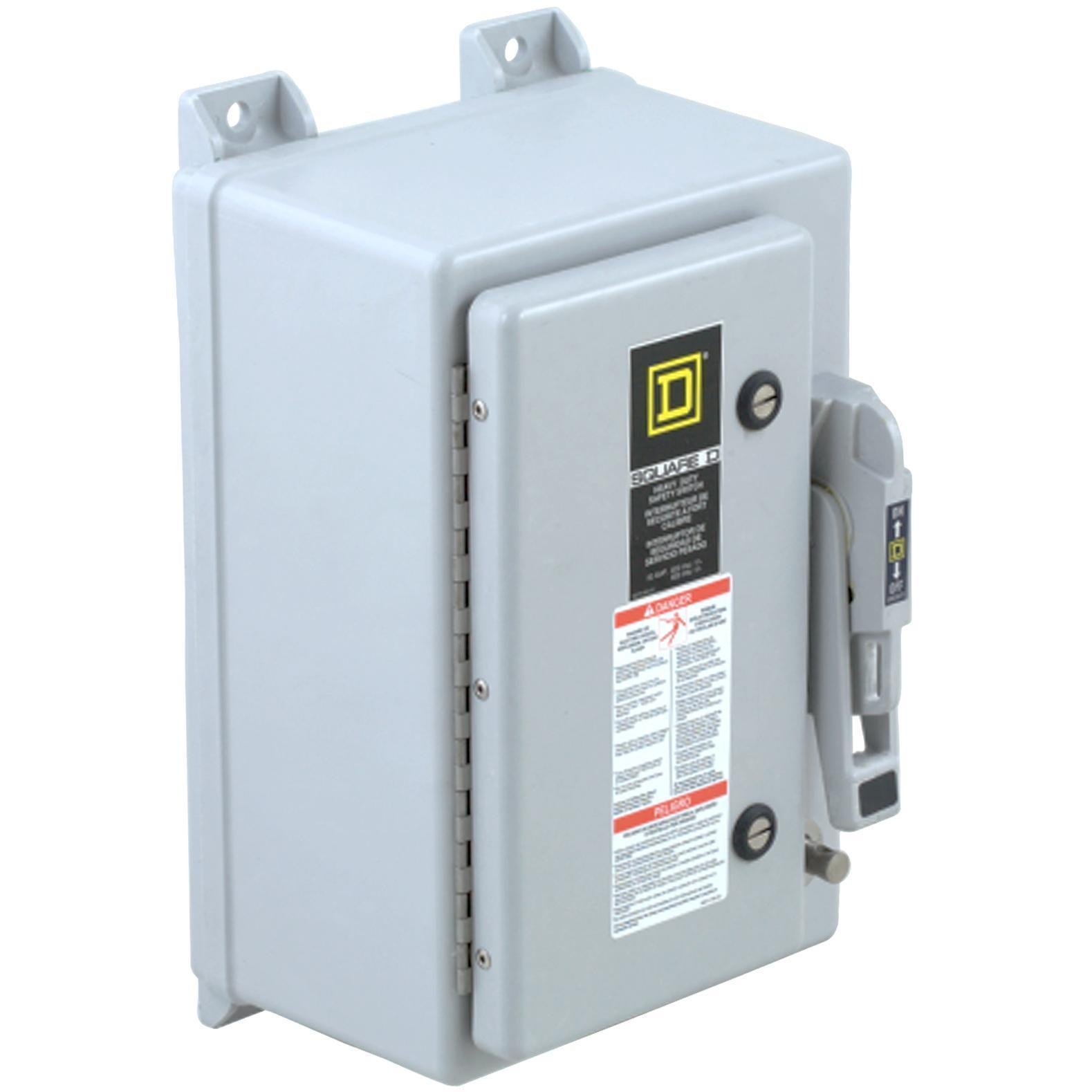 H361DF - Safety switch, heavy duty, fusible, 30A, 3 pole, 20hp, 600VAC/DC, NEMA 4X, fiberglass reinforced polyester