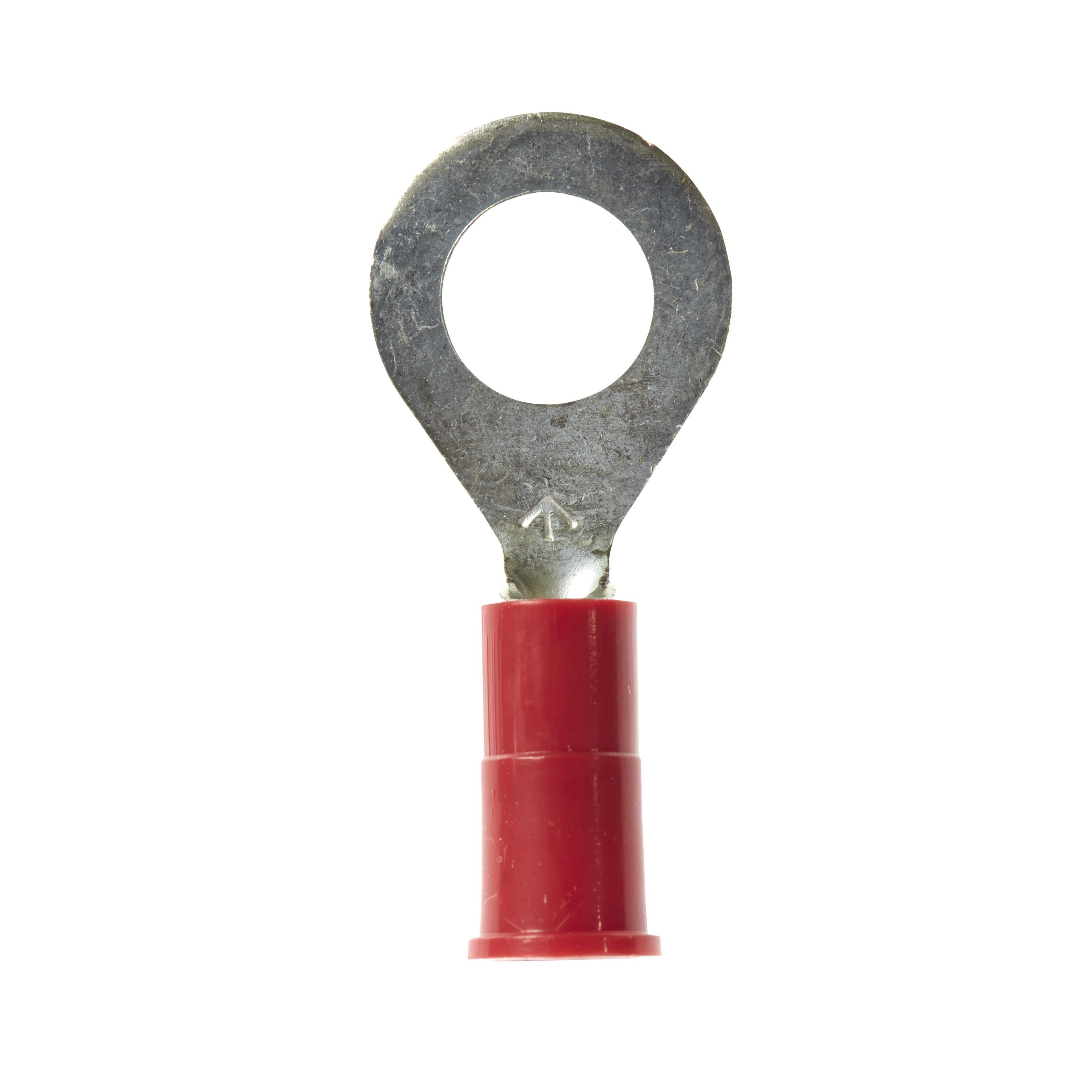 RV18-6Q - 3M™ Highland™ Vinyl Insulated Ring Terminal RV18-6Q, AWG 22-18,standard-style ring tongue fits around the stud, 25/bag