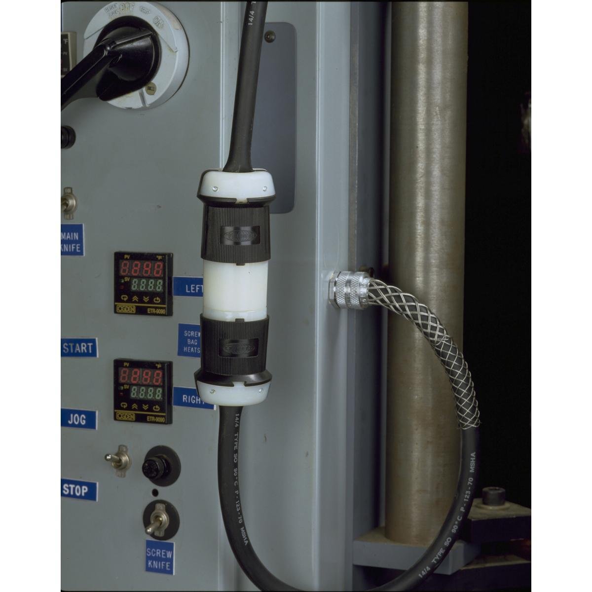 Picture of HBL2321 - Locking Devices, Twist-Lock®, Industrial, Male Plug, 20A 250V, 2-Pole 3-Wire Grounding, L6-20P, Screw Terminal, Black and White