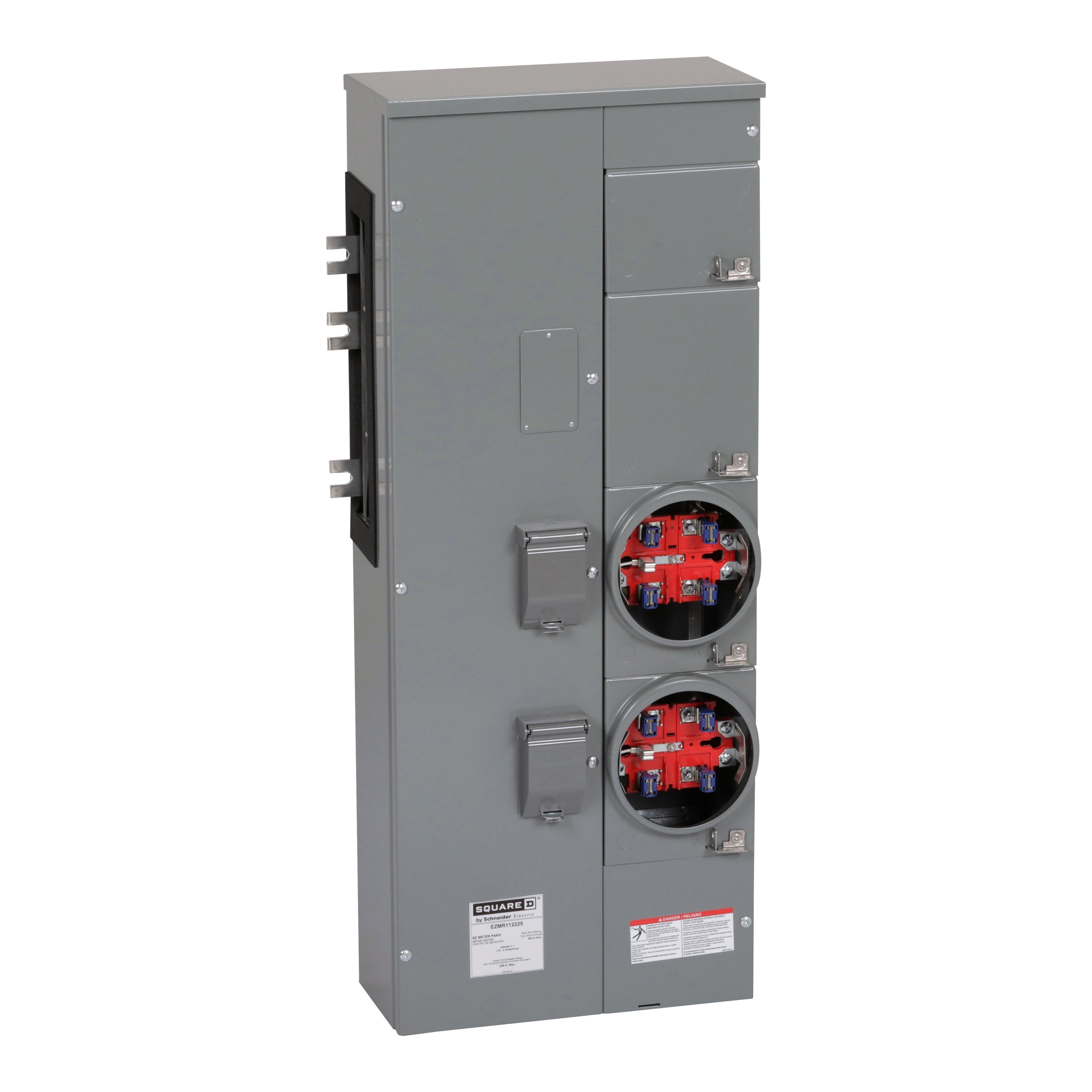 EZMR112225 - Branch unit, EZ Meter-Pak, 225A, 2 x 5 jaw sockets, 120/240VAC, no bypass, ringless, 800A Al busbar