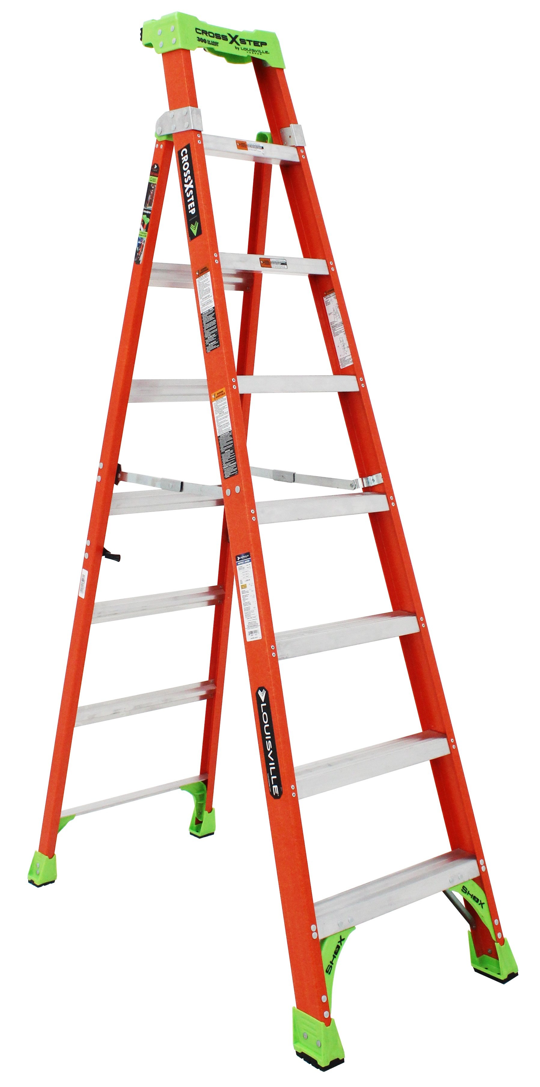 FXS1508 - Louisville Ladder 8-Foot Fiberglass Cross Step Ladder, Type IA, 300-pound Load Capacity, FXS1508