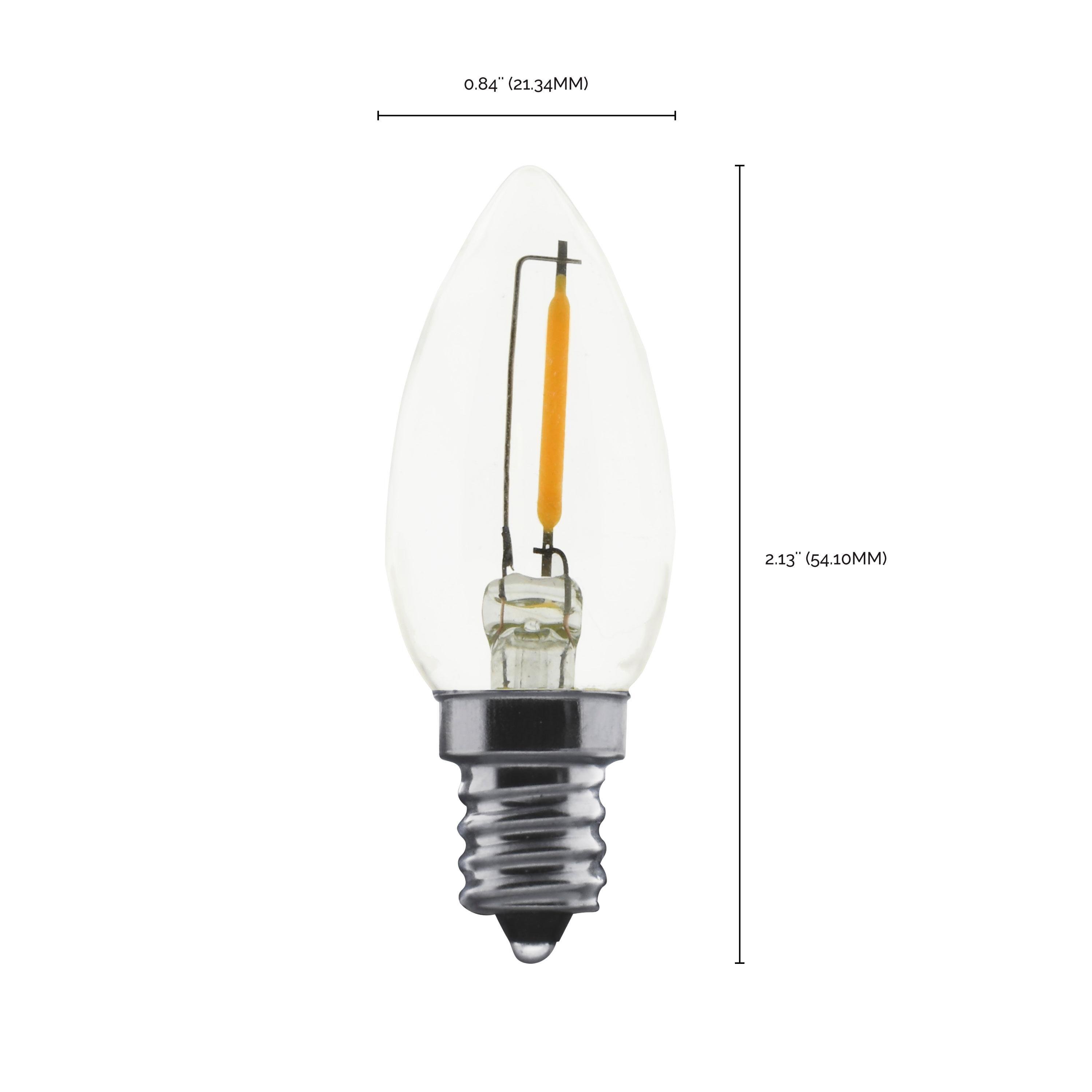 Picture of S11308 - 0.7 Watt LED - C7 - Clear - 2700K - Candelabra base - 120 Volt - Carded 2 Pack