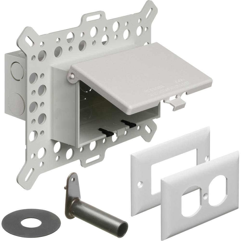 DBHM1W - Low profile inbox for new construction stucco, textured surfaces and rigid siding. Horizontal with White Cover