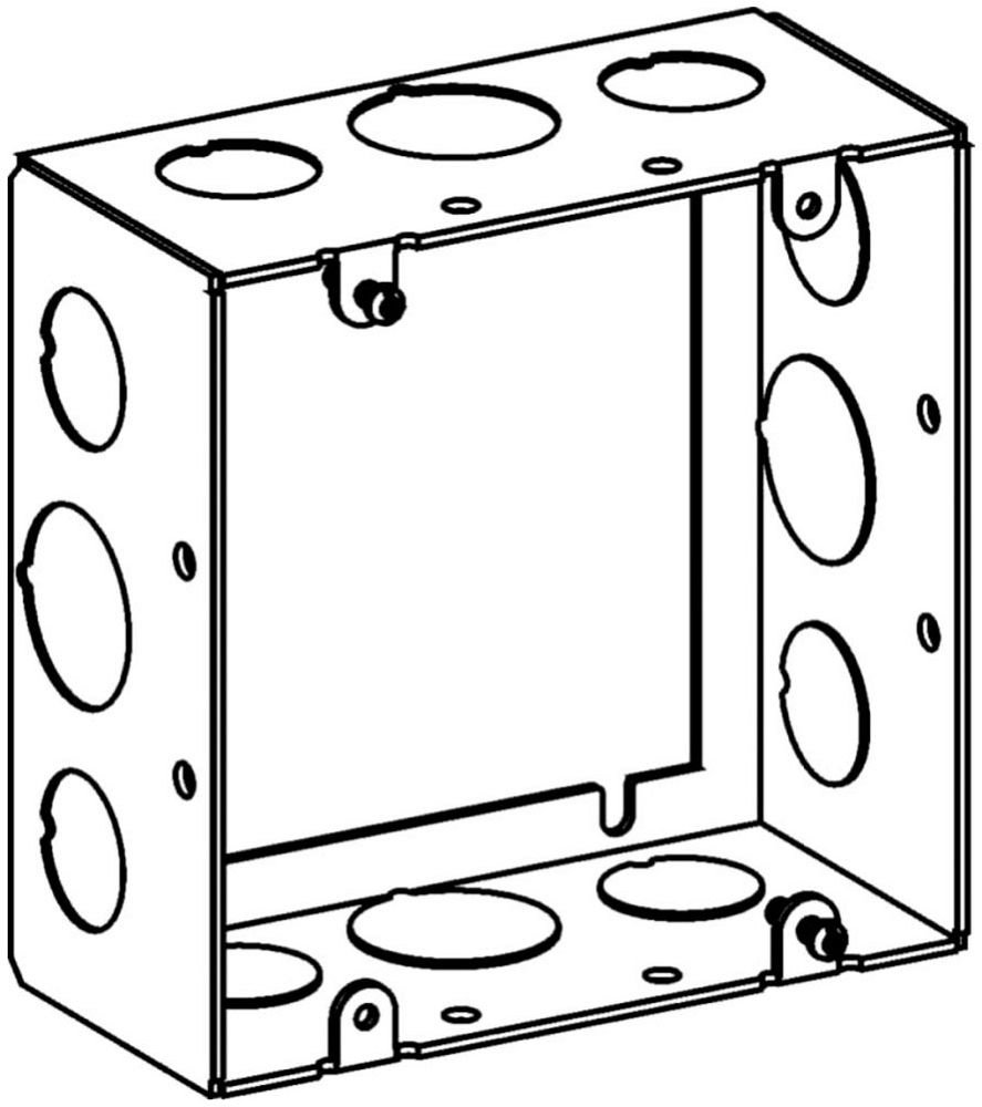 5SDB-50/75-EXT - 2-1/8" DEEP, 4-11/16" SQUARE (5S) EXTENSION RING WELDED WITH 1/2" & 3/4" KO
