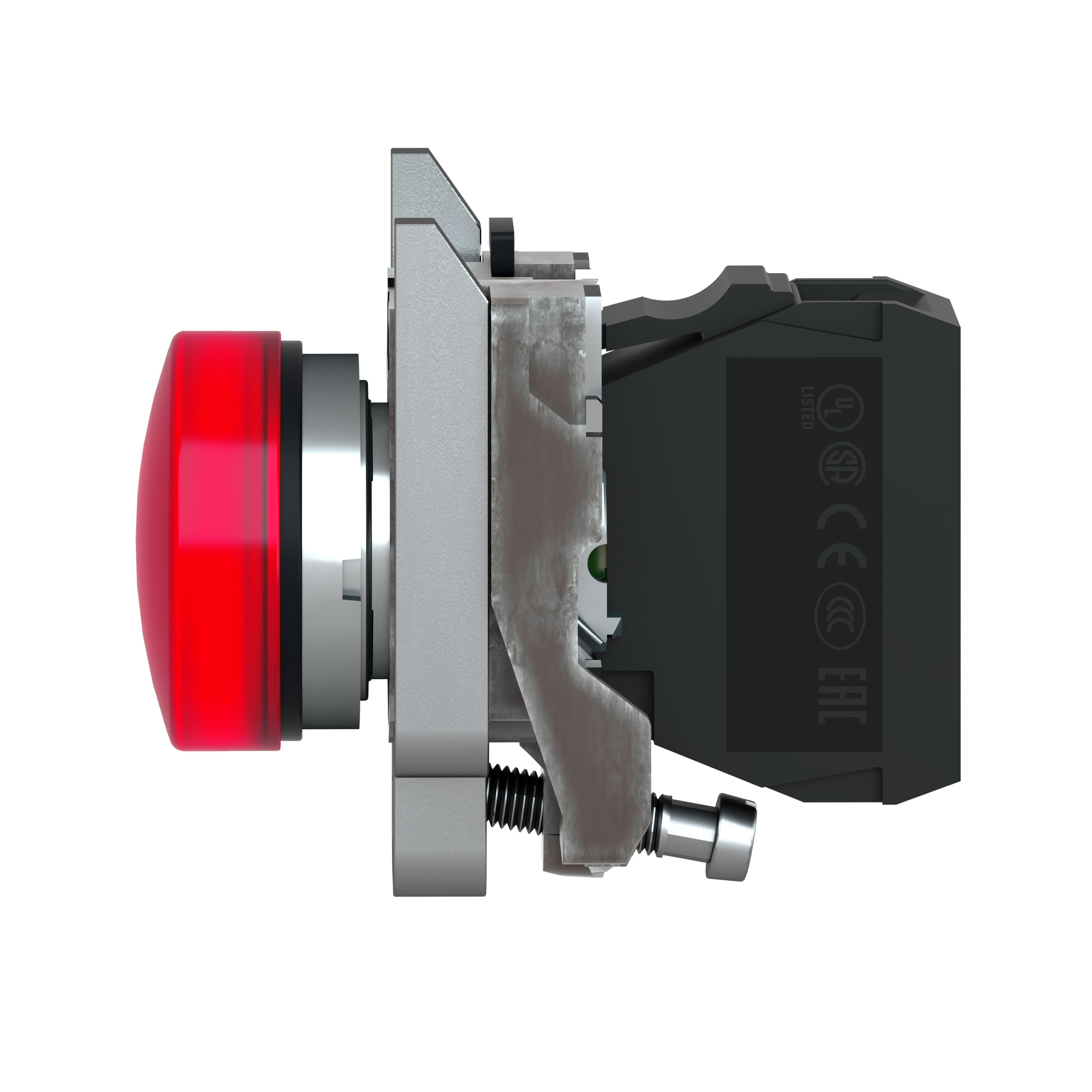 Picture of XB4BVB4 - Pilot light, Harmony XB4,metal, red, 22mm, universal LED, plain lens, 24V AC DC